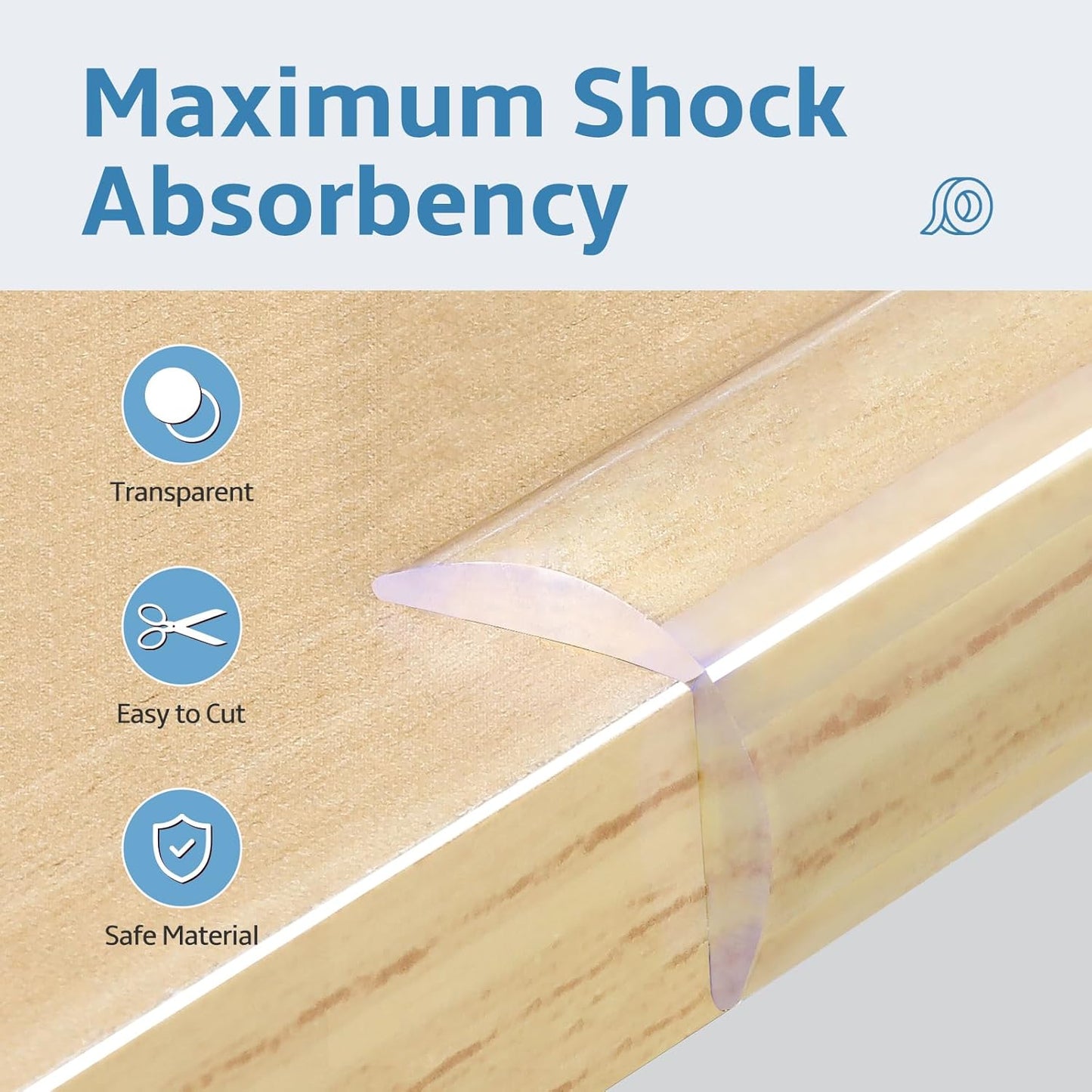 Edge Corner Protector Baby Proofing 12ft (3.7M) with 8 Corners, Clear Soft Corner Protectors Baby Proof, Furniture Corner Guard & Edge Safety, Edge Protector for Table and Fireplace