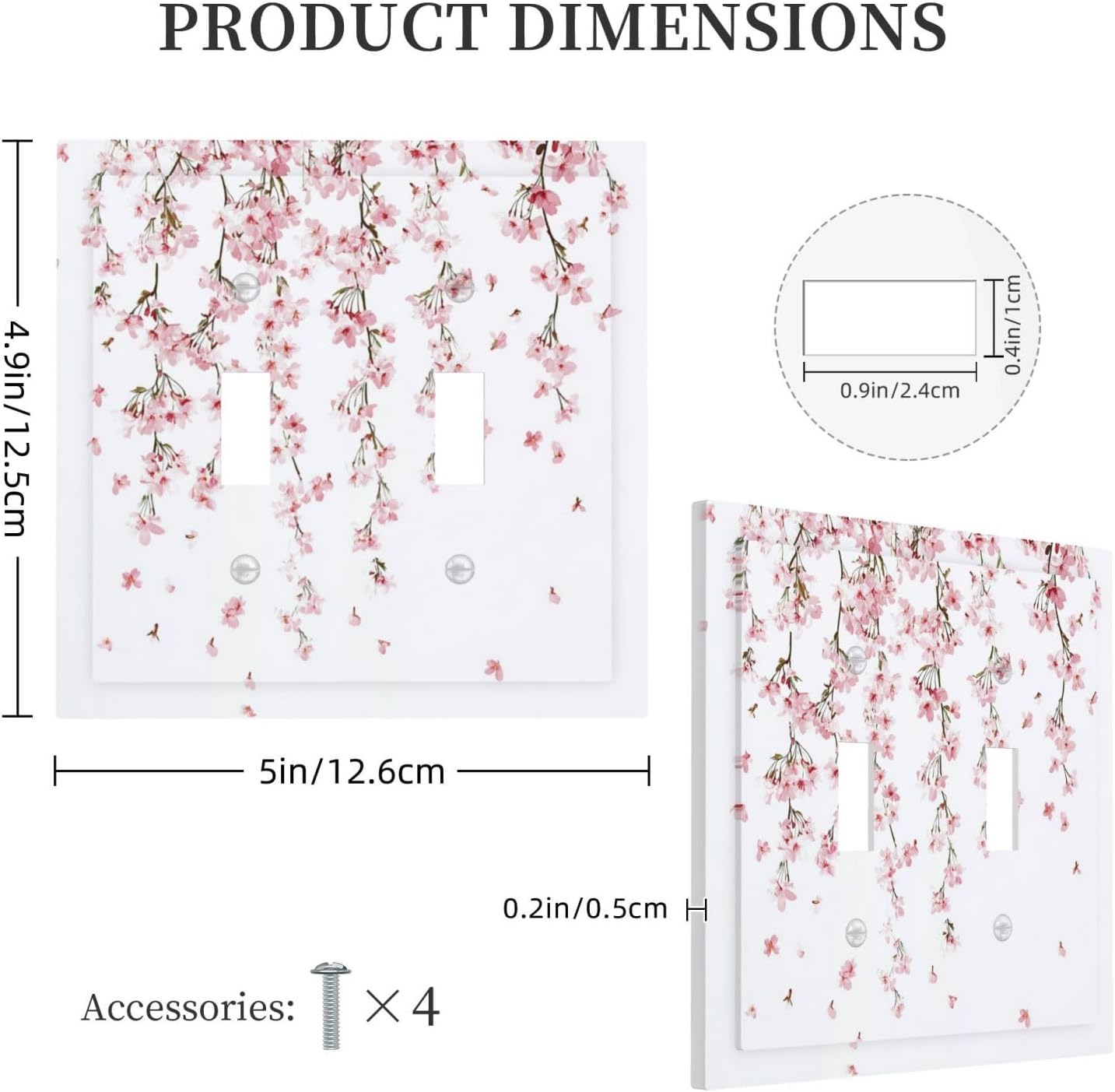 Decorative Switch Plates Sakura Plant Floral Pink Flowers 2 Gang Double Toggle Outlet Light Switch Cover Wall Plate Electrical Faceplate For Bed Room Living Room Decor