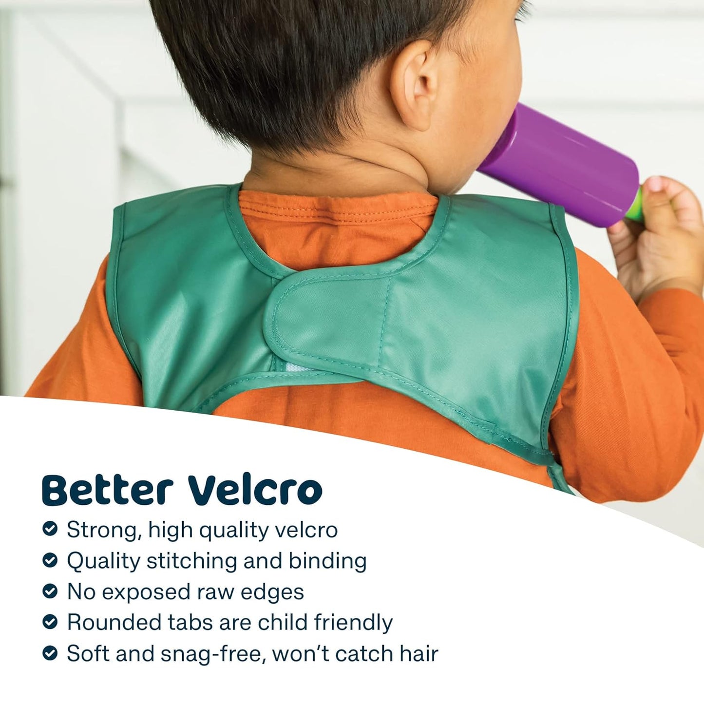 Tiny Twinkle Mess Proof Apron Bibs - 2 Pack Waterproof & Lightweight Baby Bibs for Led Weaning | 100% Recycled Polyester, Easy Clean & Machine Washable (Sage Charcoal, Large 2-4 Years)