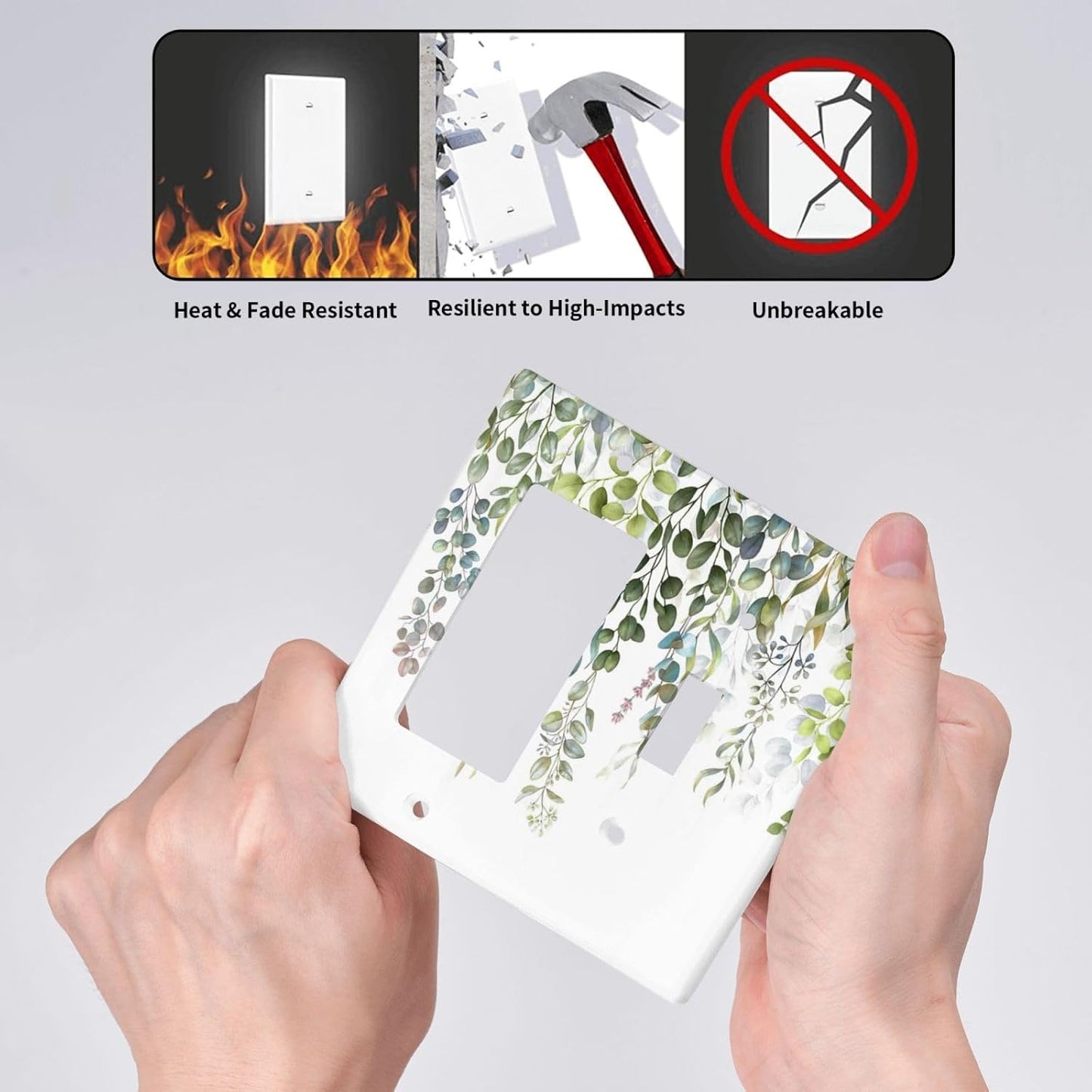 Green Eucalyptus Leaf Plant Herbs Springnature Outlet Covers 1 Toggle 1 Rocker Combination Decorative Wall Plate Electrical Switch Plates Light Switch Cover Plate for Bed Room Living Room Decor