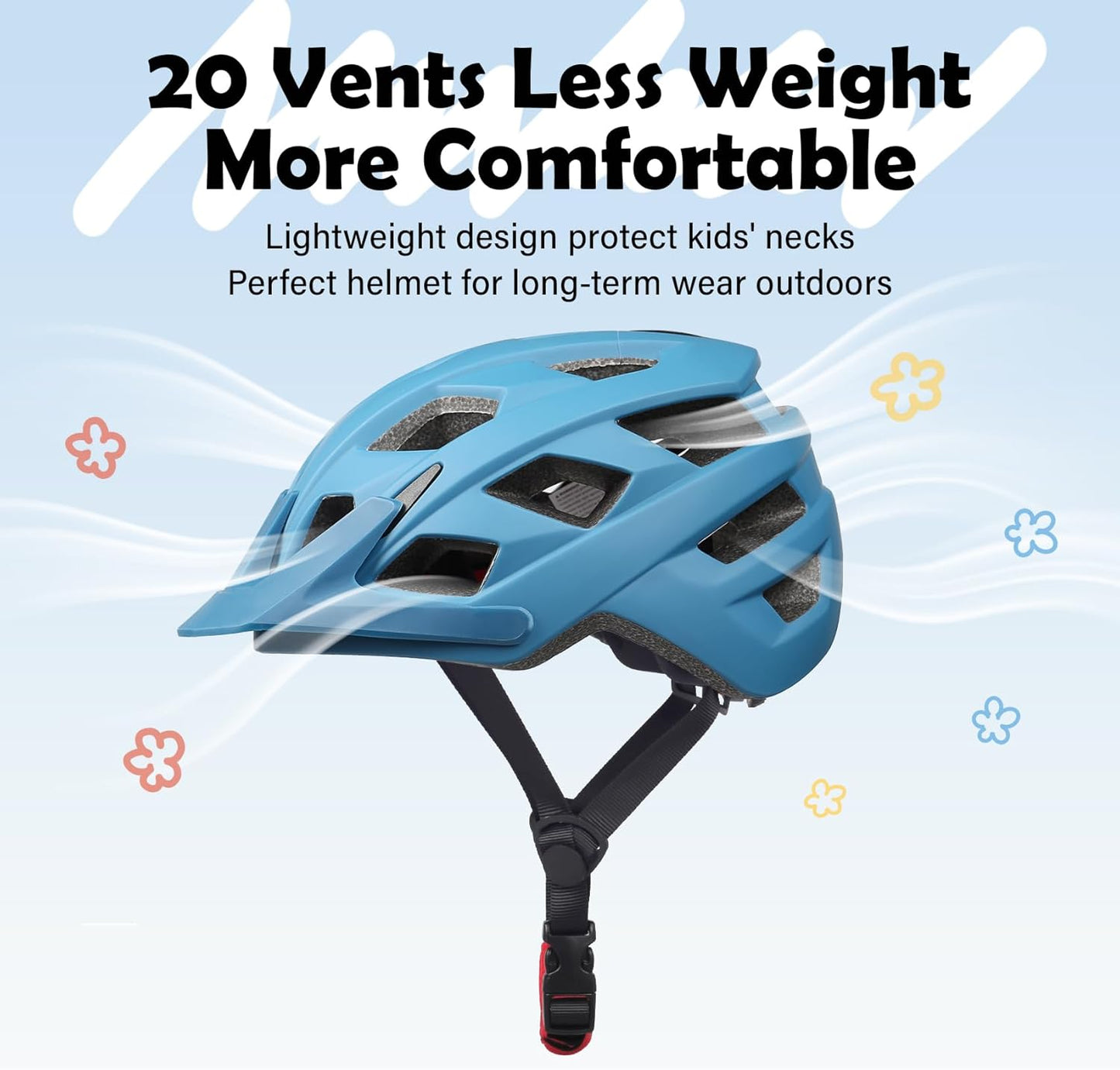 Kids Bike Helmet, 2 Size Adjustable for Youth Toddler Boys & Girls 3-5-8-10-12-14 Years, Child Helmets with Visor for Skating Cycling Scooter