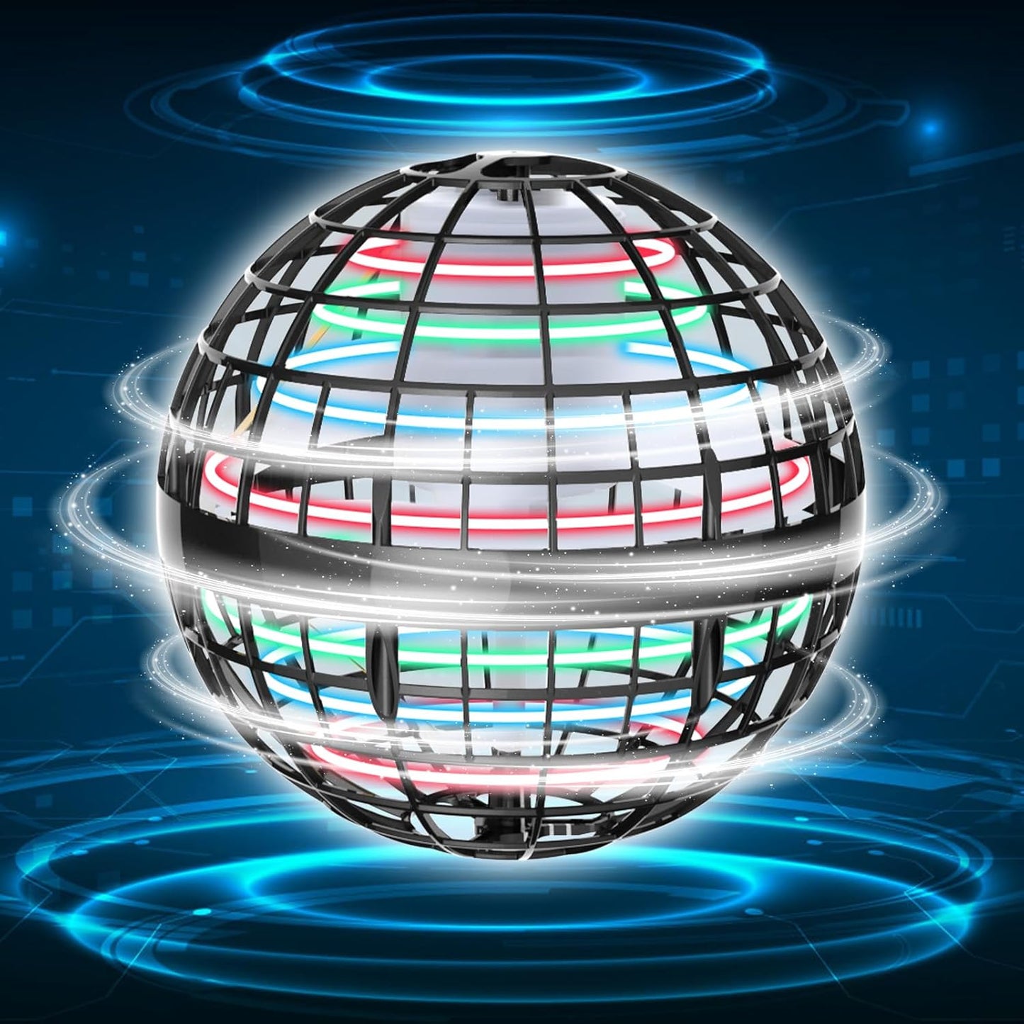 Flying Orb Ball 2024 Upgraded - Hover Orb Magic Light Up Orb Flying Spinner Mini Drone Cosmic Globe for Kids Teens Adults Flying Ball Orbit Ball for Birthday Gift Family Gatherings Christmas (Gray)