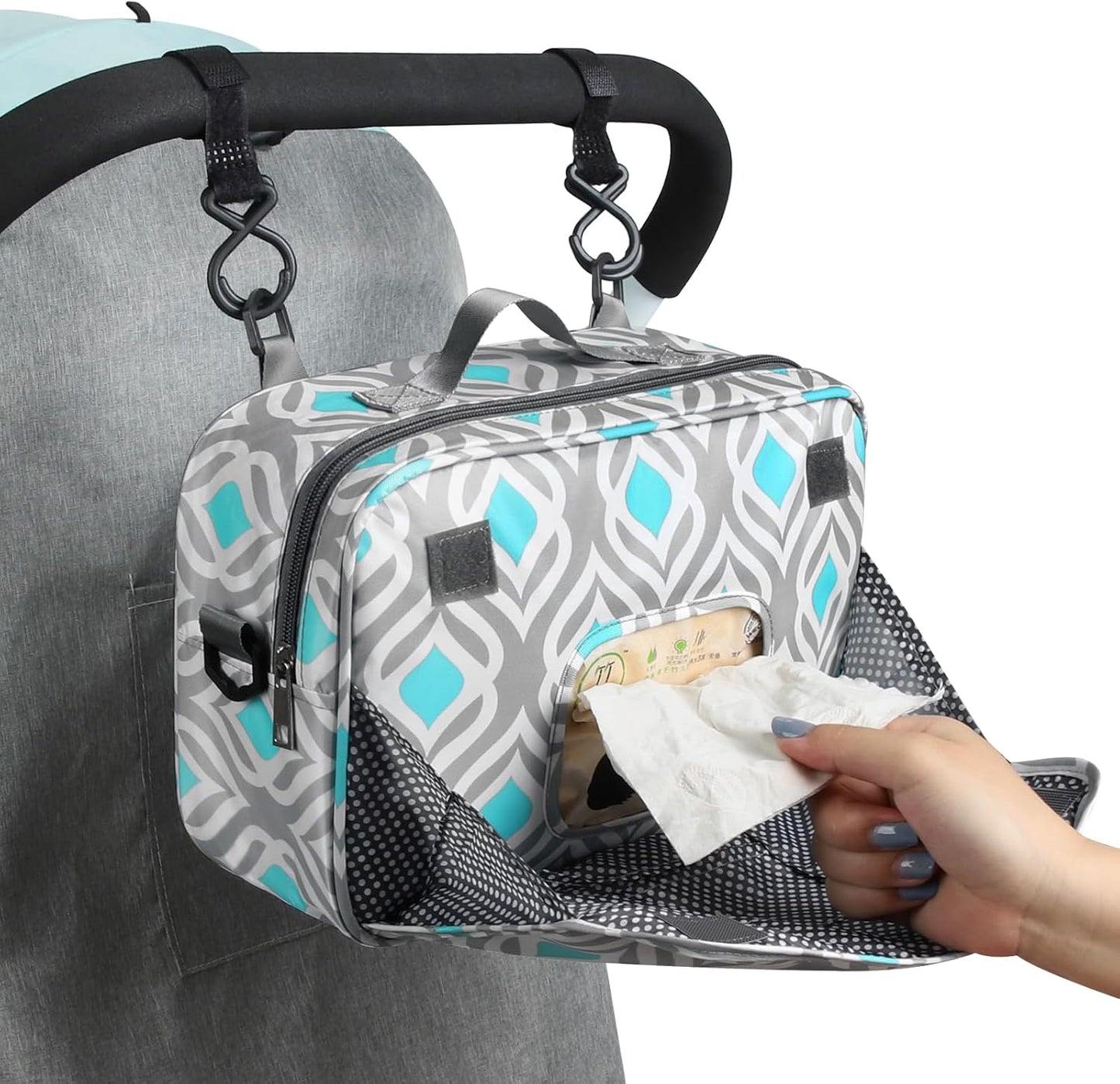 Accmor Stroller Organizer, Universal Stroller Organizer with Insulated Cup Holder Pocket, Dual Purpose Large Capacity Stroller Bag Caddy, Stroller Accessories Fits for Uppababy, Doona, Nuna Strollers