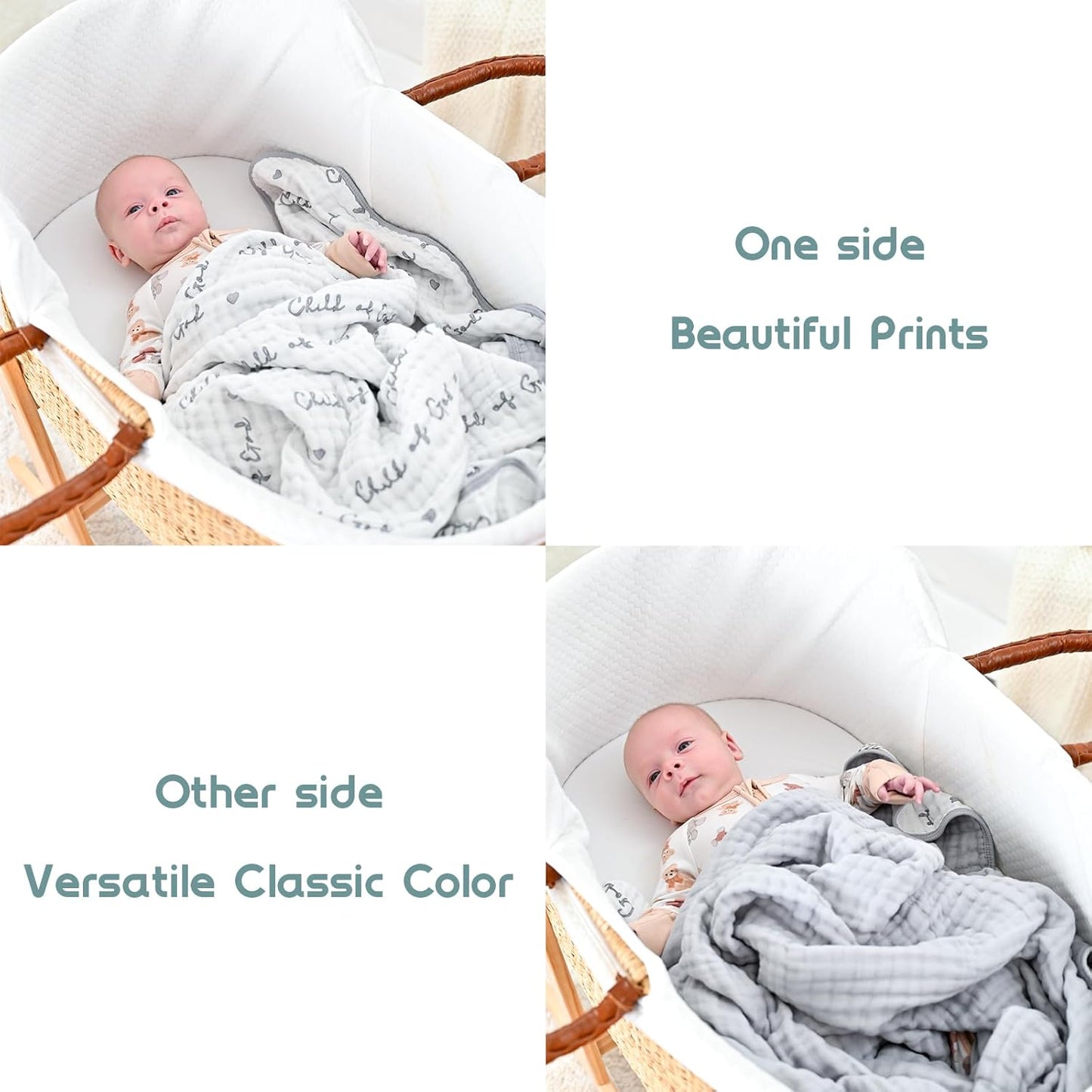 LollyBanks Muslin Baby Blanket 100% Organic Cotton, Muslin Quilt Lightweight, Toddler Blanket for Boy and Girl, 6 Layers Baby Blankets 47"x 47", Nursery Receiving Blankets (Christian Baby)