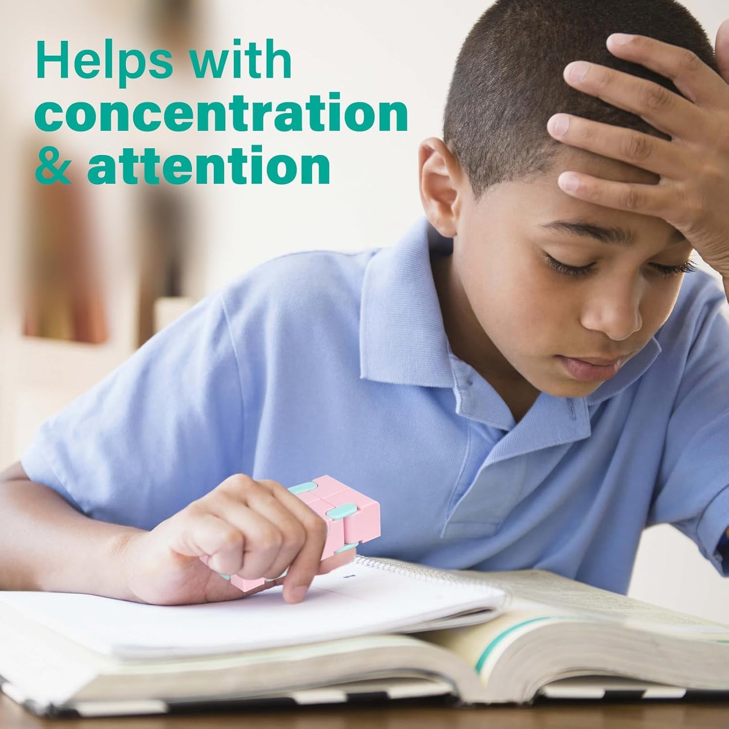 Infinitycube Fidget Toy Stress Relieving Fidgeting Game for Kids and Adults,Cute Pocket-sized Unique Gadget for Anxiety Relief and Kill Time (Macaron Pink)