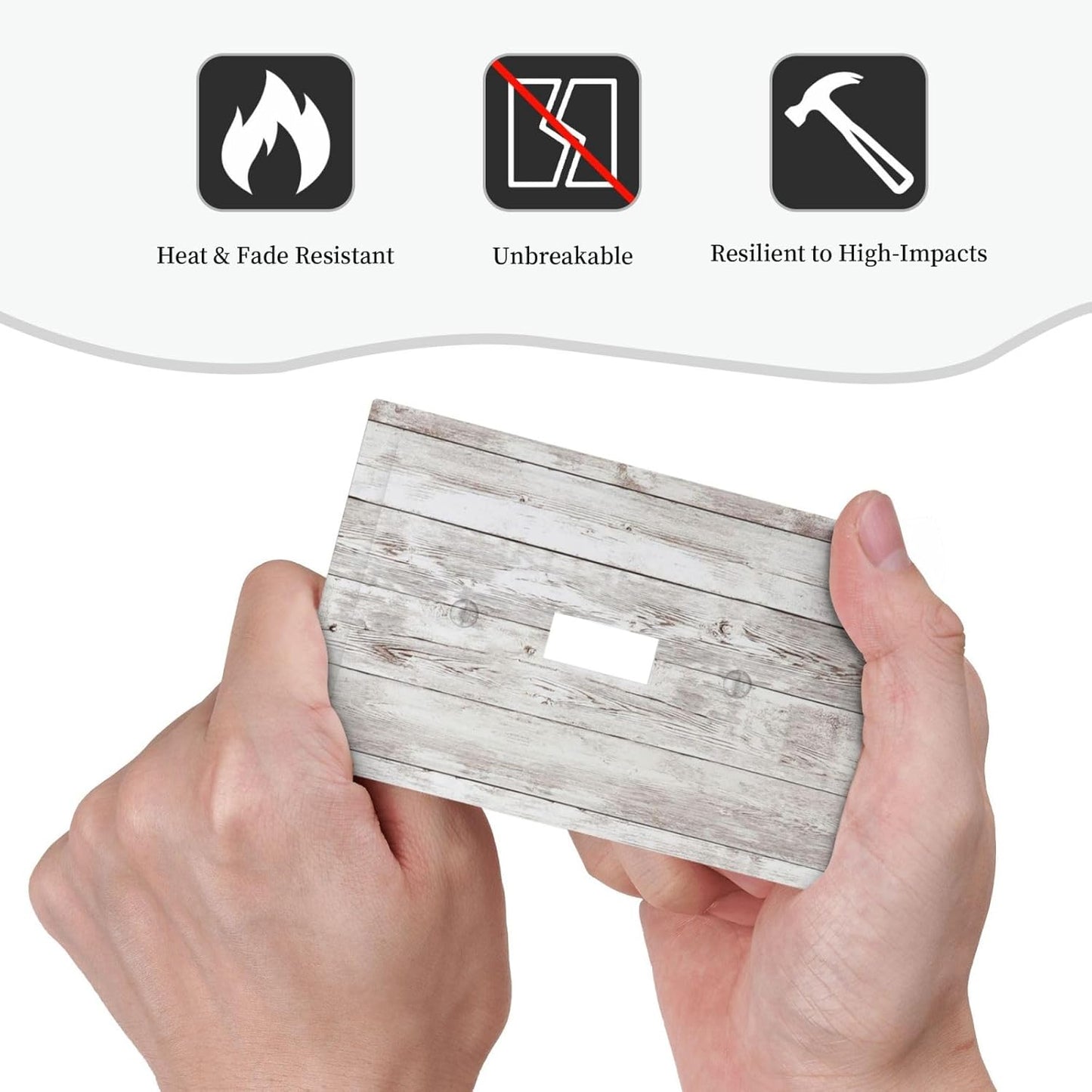 Decorative Light Switch Cover Rustic Vintage White Wood Grain 1 Gang Single Toggle Device Electrical Faceplate Switchplates Decorator Outlet Wall Plate for Farmhouse Home Decor