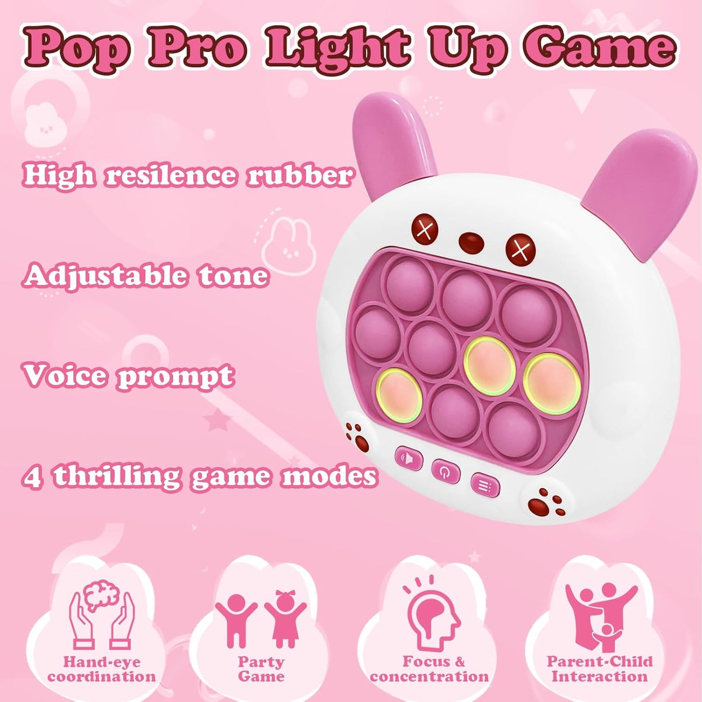 Fast Push Bubble Game - Quick Speed Push Puzzle Game Console Toys Light Up Pop Pro Fidget Games Bubble Stress Relief Handheld Electronic Pop Game for Kids