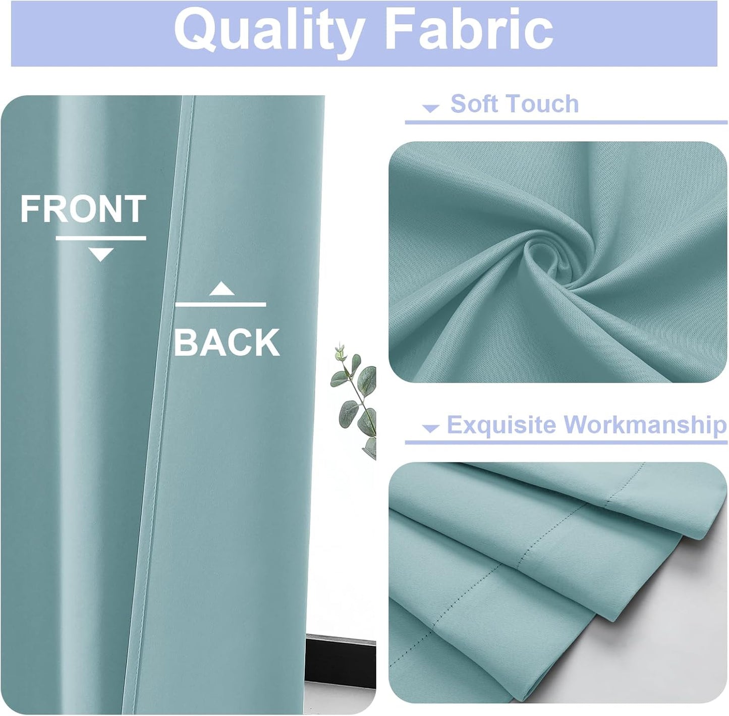 Simplebrand Ava Aqua Blackout Curtains for Bedroom 84 Inch Length 2 Panels Set, Solid Thermal Insulated Privacy Living Room Window Treatment Curtains Blackout Drapes, W50 x L84 Inch, Aqua
