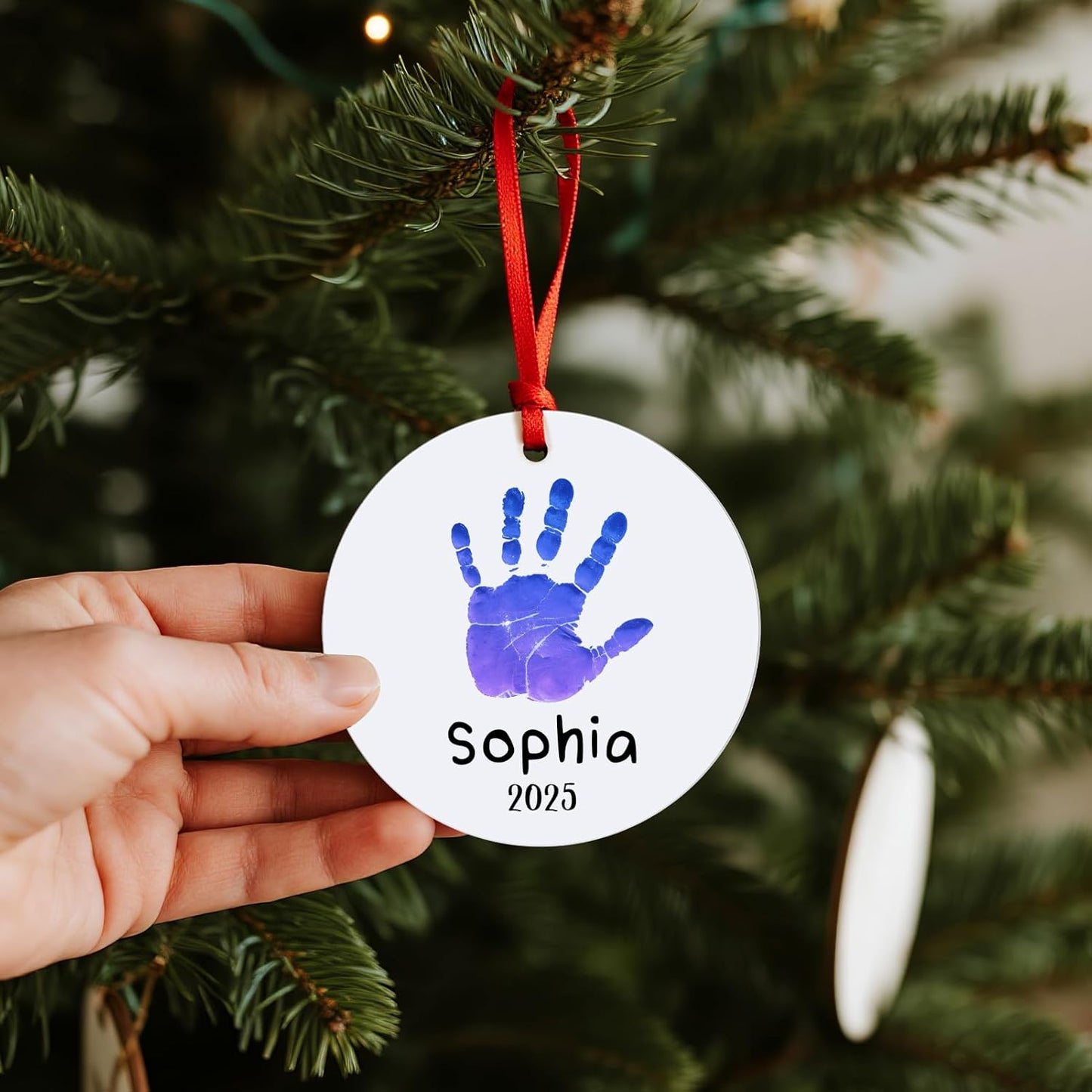 Baby Hand and Footprint Ornament - Baby's Frist Christmas Ornaments with Custom Photo, Name, Date - Personalized Baby Gifts, Newborn Keepsake, New Mom Gifts