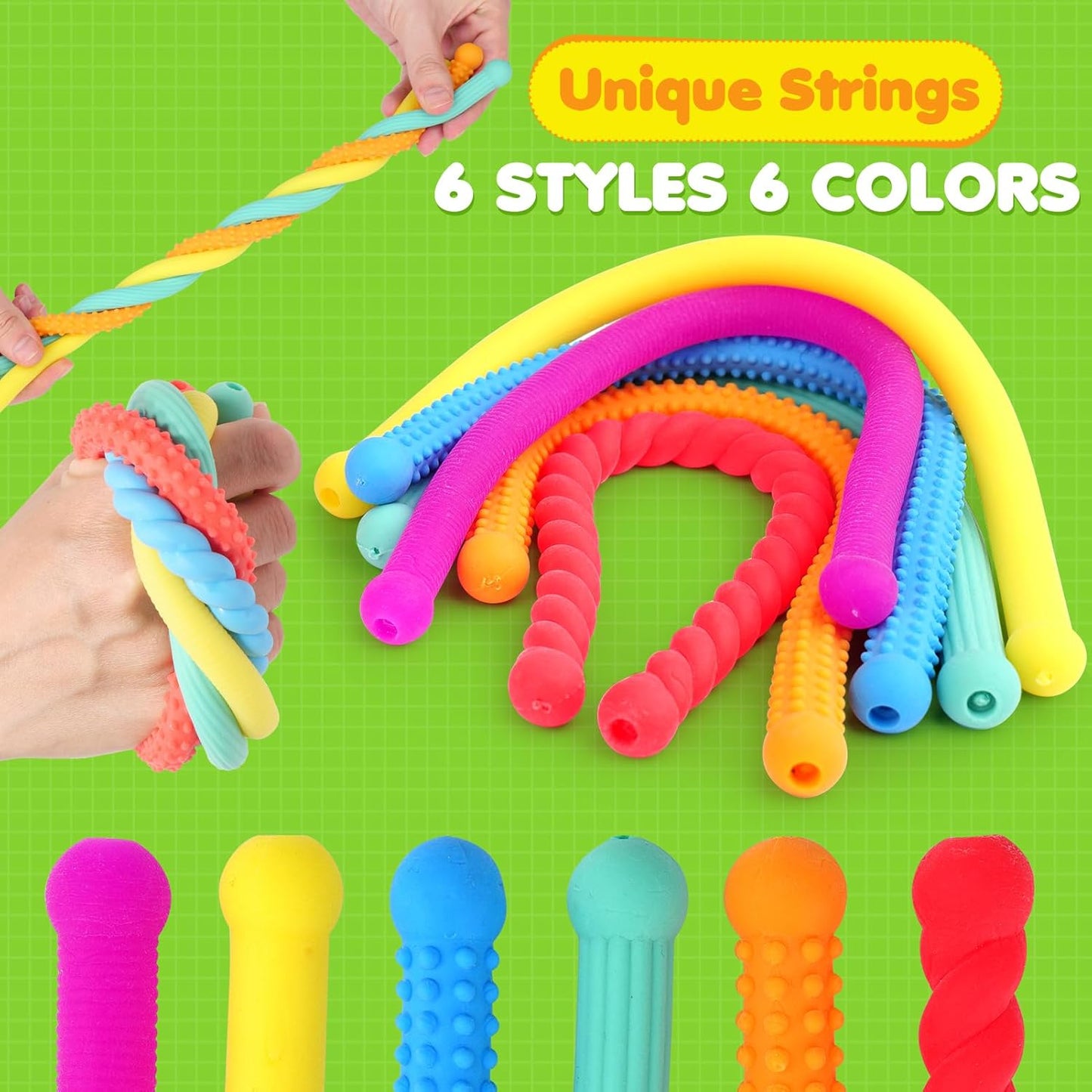 Fidget Sensory Toys for Kids Toddlers: 16 Pack Super Soft & Textured Squishy Sensory Fidget Toys for Autistic Children Special Needs | Sensory Stretchy Toys | Calm Down Toy for Toddler Girls Boys