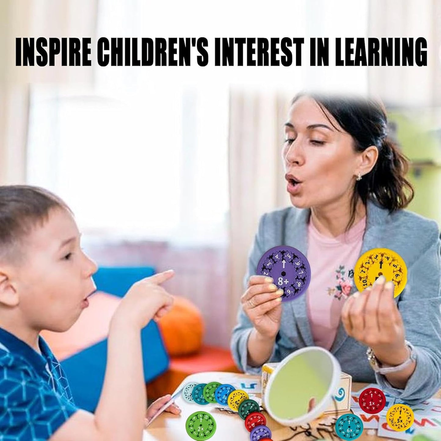 9pcs Math Fidget Spinners, Round Math Fact Fidget Spinner Toy, Number Fidget Spinner Learn Division & Multiplication, Math Learning & Education Fidget Game for Kids Birthday