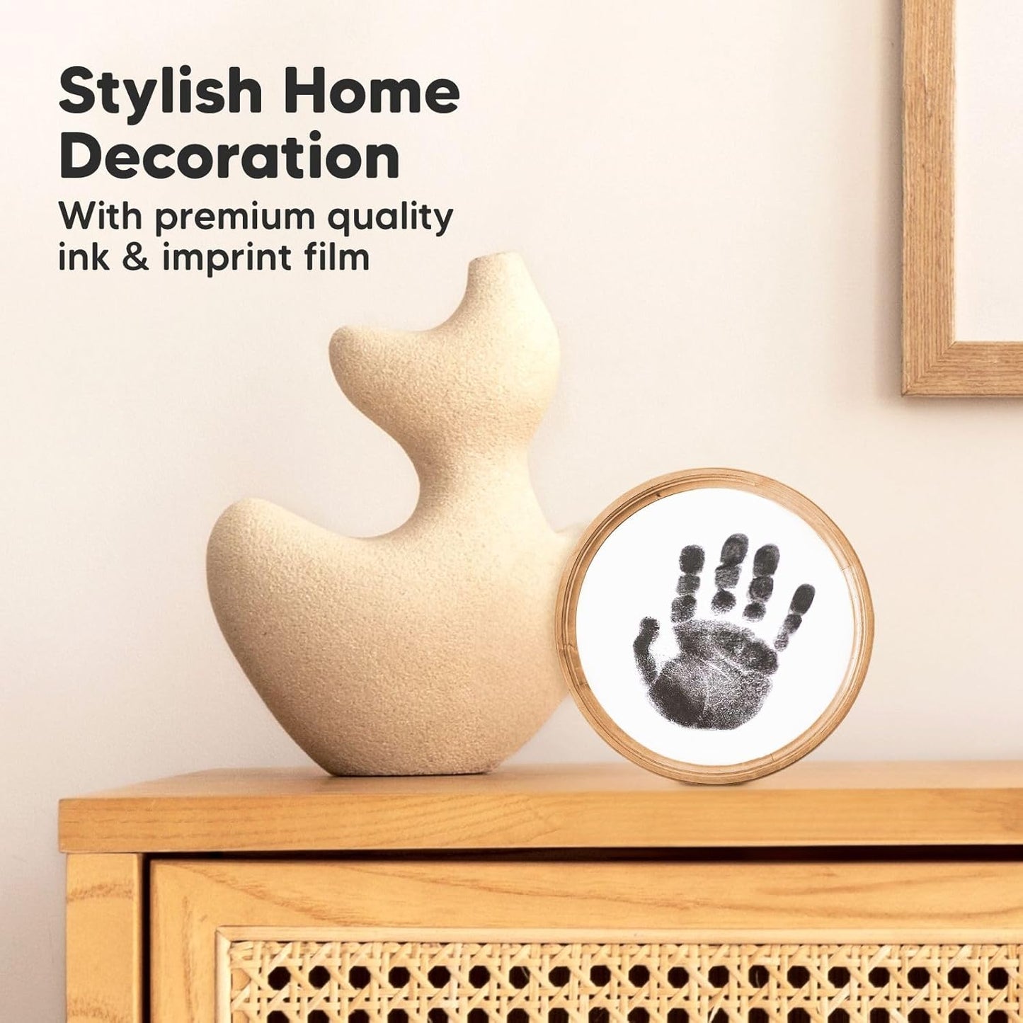 2-Pack Round Inkless Baby Hand and Footprint Kit - Mess Free Ink Pad for Newborn Keepsake, Dog Nose & Paw Print Kit, Clean Touch Ink Pad for Baby Hand & Footprints,Ideal New Mom Gifts (Jet Black)