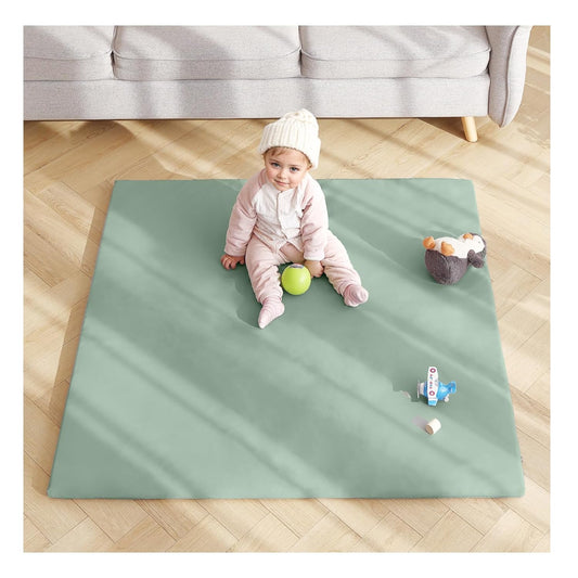 Baby Play Mat 48"x48" – Thick, Non-Slip Foam Mat for Babies and Toddlers. Foldable, Scrubbable, Odorless, and Soft, Ideal for Playpens, Crawling, and Indoor Playtime-Green