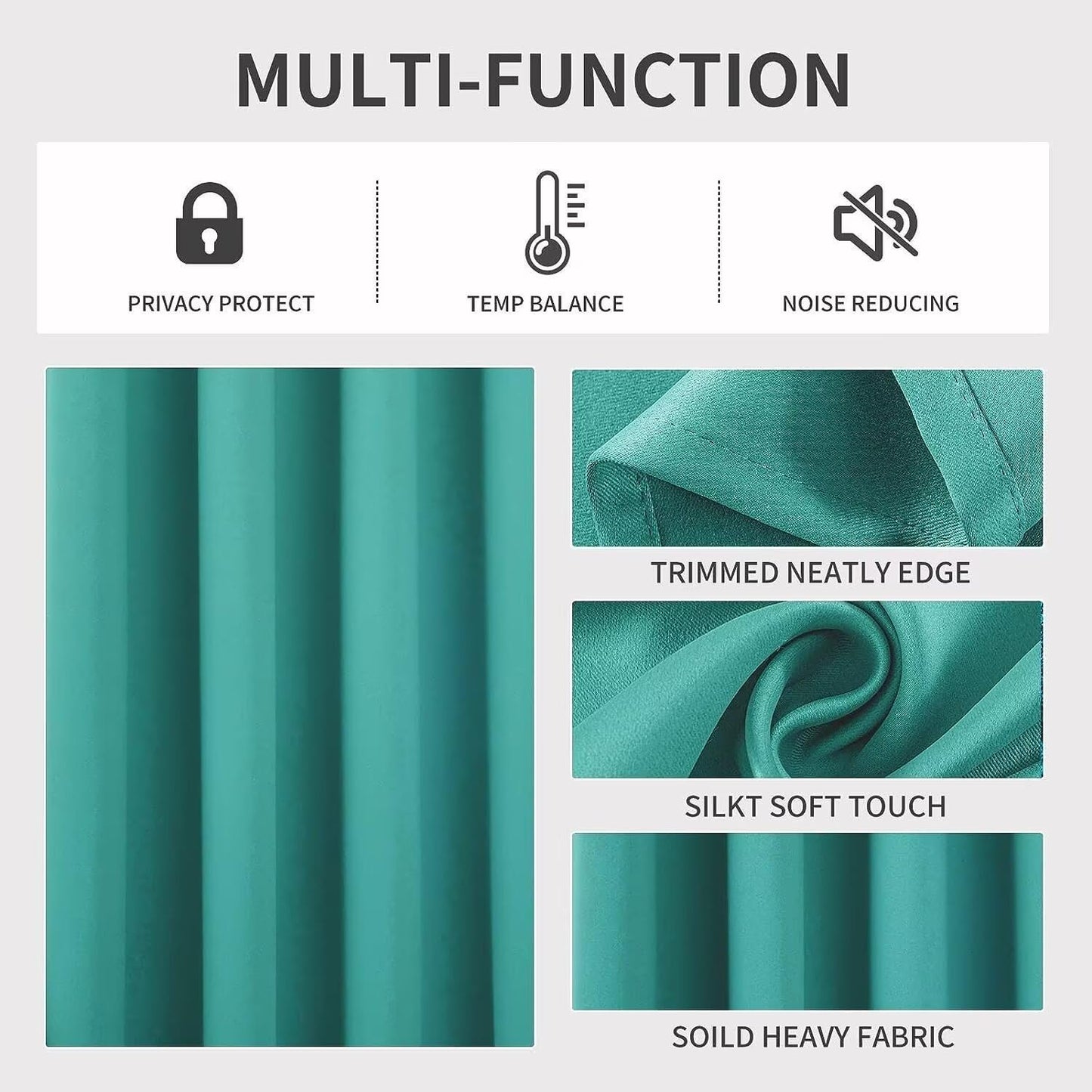 Joydeco Blackout Curtains 95 Inch Length 2 Panels Set, Thermal Insulated Long Curtains& Drapes 2 Burg, Room Darkening Grommet Drapes for Living Room Bedroom Window (W52 x L95 Inch, Peacock Blue)