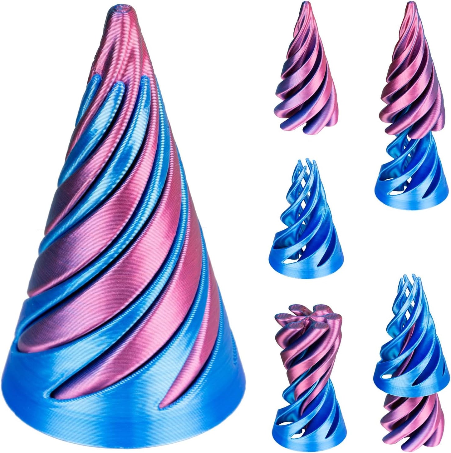 Impossible Pyramid Passthrough Sculpture 3D Printed Spiral Cone Toy Spiral Cone Fidget Toy Pass Through Pyramid Fidget Toy Stress Relief Desk Toy Pyramid Model Relax Anxiety Toy Children Adult Blue