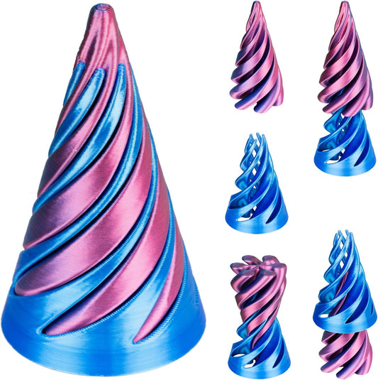 Impossible Pyramid Passthrough Sculpture 3D Printed Spiral Cone Toy Spiral Cone Fidget Toy Pass Through Pyramid Fidget Toy Stress Relief Desk Toy Pyramid Model Relax Anxiety Toy Children Adult Blue