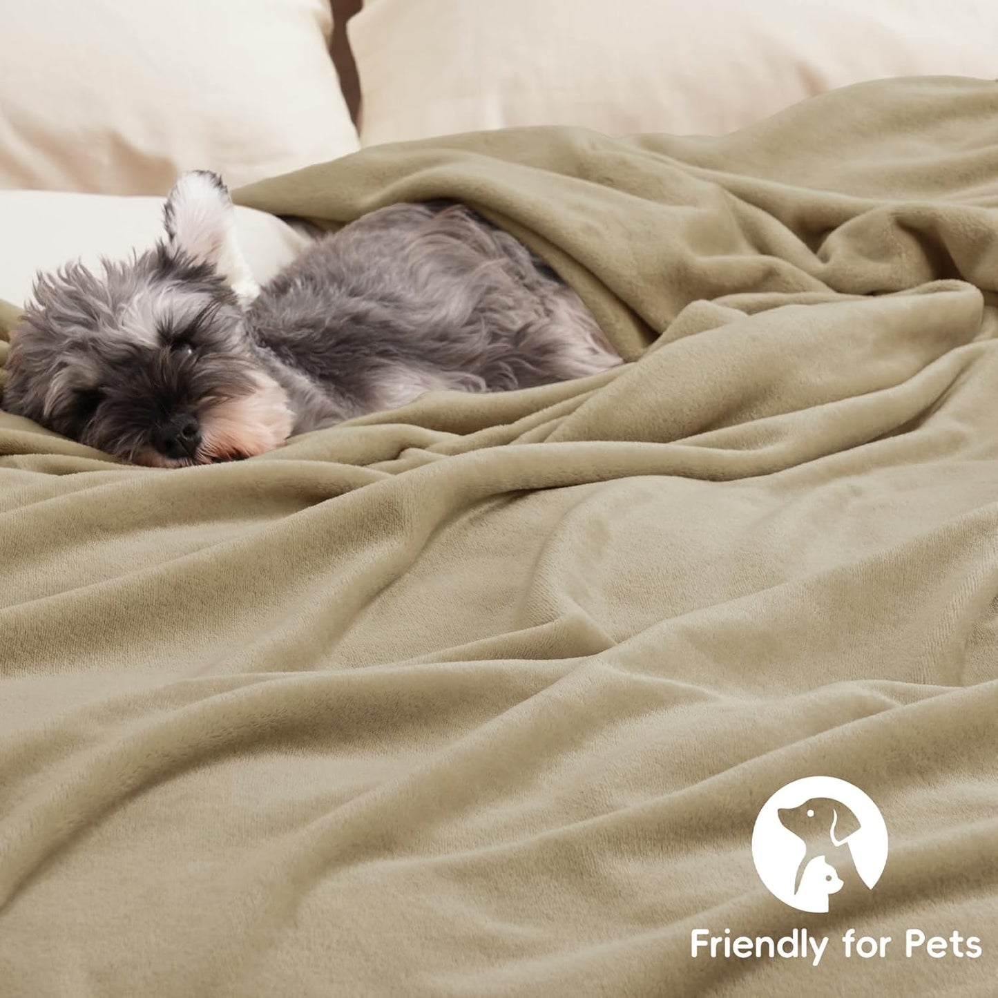 PHF Ultra Soft Fleece Blanket King Size, No Shed No Pilling Luxury Plush Cozy 300GSM Lightweight Blanket for Bed, Couch, Chair, Sofa Suitable for All Season, 108" x 90", Khaki