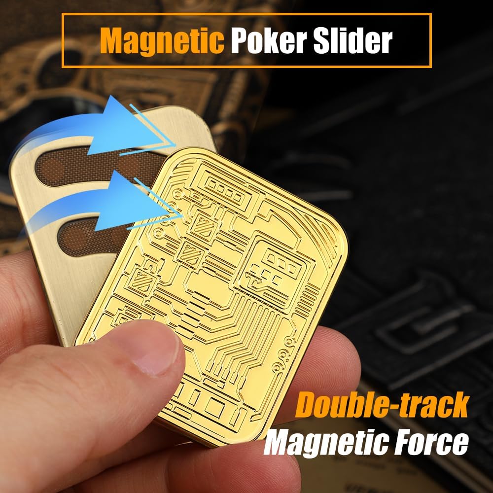 Cool Chip Fidget Slider for Kids, Fidget Toys Adults Metal Magnetic Fidgets Desk Toys, EDC Gadgets Anxiety Stress Relief Desk Toys, ADHD Tools for Adults Mens Gifts for Him & Dad, Boyfriend