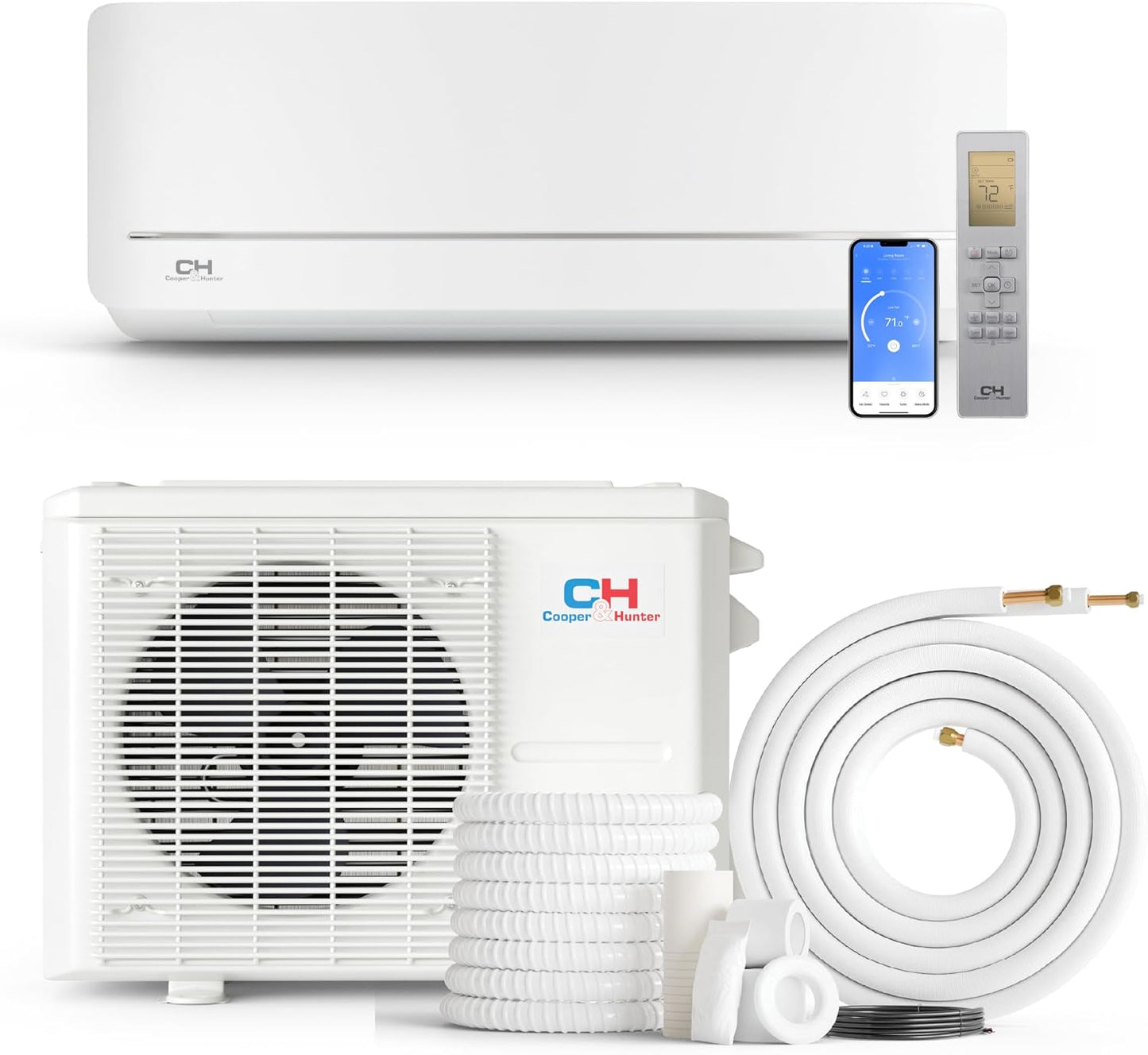 Cooper & Hunter 9,000 BTU 230V Single Zone Wall Mount Ductless Mini Split Air Conditioner & Heat Pump – 21.3 SEER2 – 16FT Installation Kit – Refrigerant Pre-Charged – Inverter