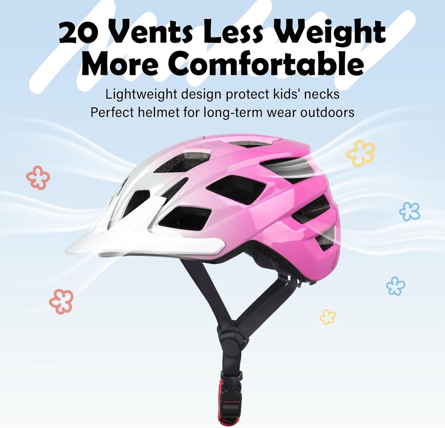 Kids Bike Helmet, 2 Size Adjustable for Youth Toddler Boys & Girls 3-5-8-10-12-14 Years, Child Helmets with Visor for Skating Cycling Scooter