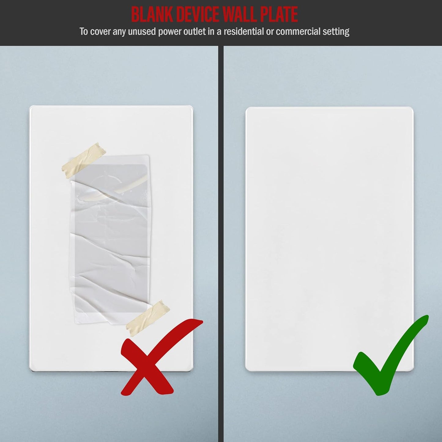 ENERLITES Screwless Blank Wall Plate, Child Safe Blank Device Outlet Cover, Standard Size, 1-Gang 4.68" x 2.93", Polycarbonate Thermoplastic, UL Listed, SI8801-W, Glossy, White