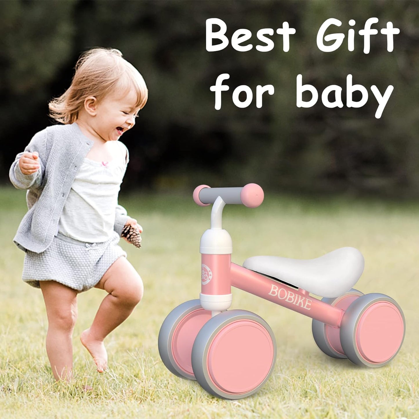 Baby Balance Bike Toys for 12-36 Months Kids Toy Boy and Girls Gifts Toddler Best First Birthday Gift Children Walker No Pedal Infant 4 Wheels Bicycle (Classic, Pink)