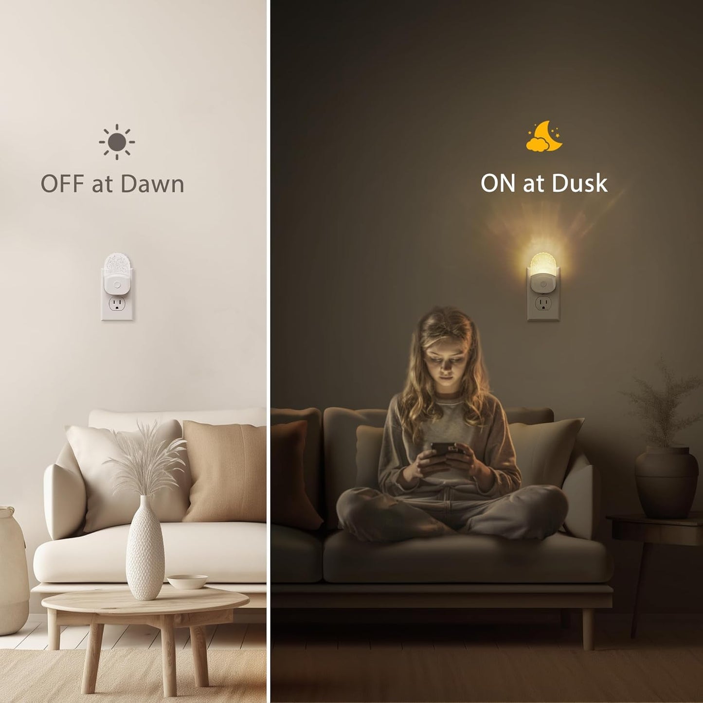 Bubble Night Light Plug in, LED Acrylic Night Light, 2 Pack, Decorative Dimmable Nightlight Dusk to Dawn Sensor, Soft 3000K Warm Nightlight for Bathroom, Hallway, Bedroom