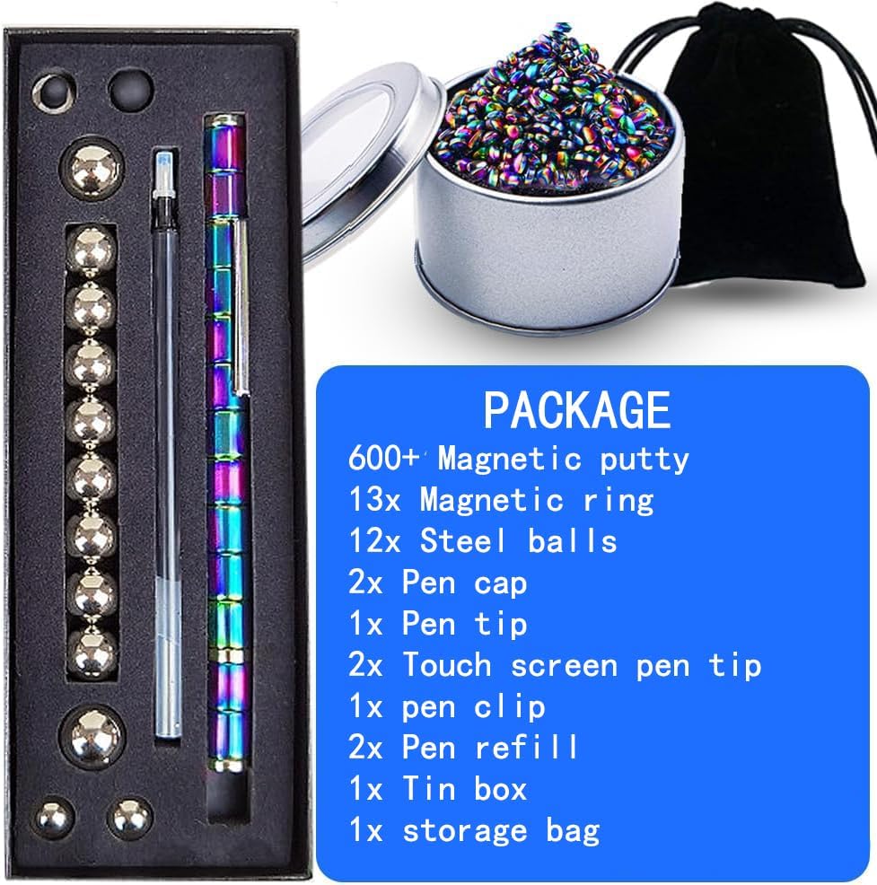Fidget Toys Adults Set Over 600+PCS Magnetic Balls and Fidget Pen with Gift Box for Cool Stuff