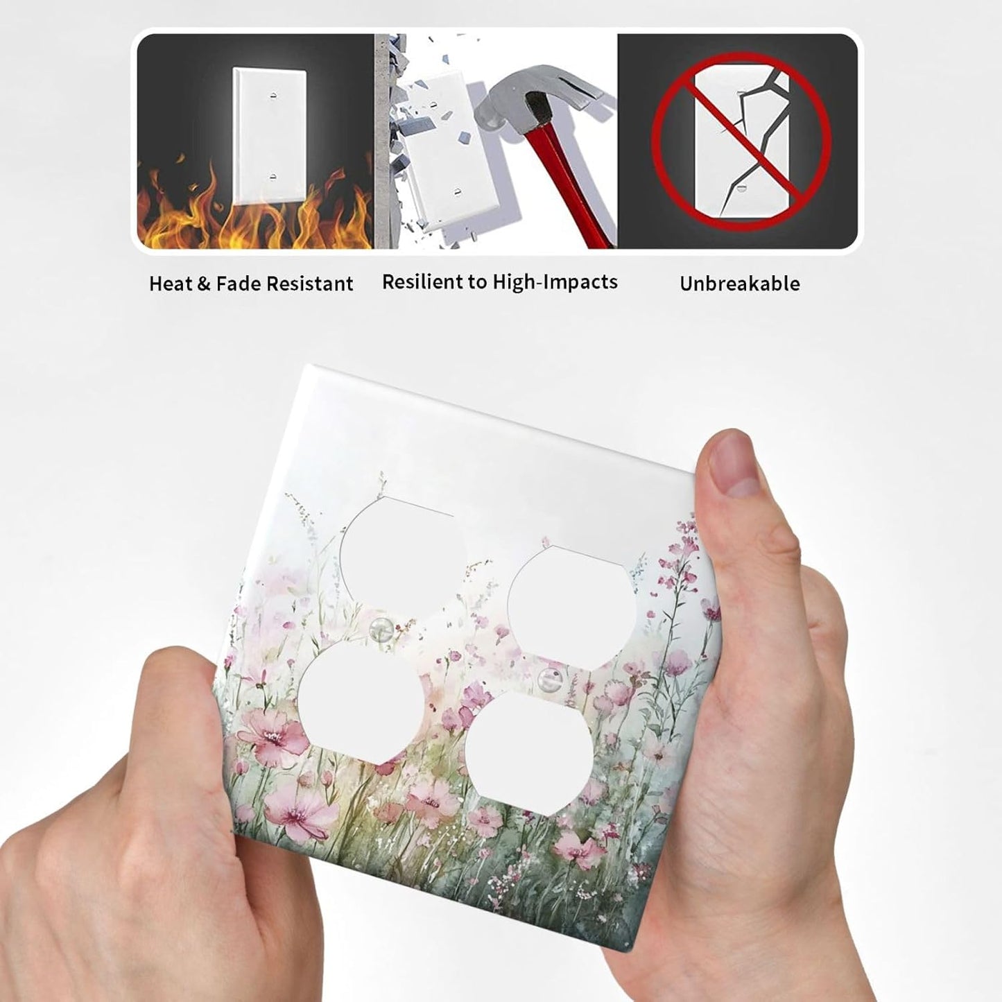 Outlet Covers Wildflower Botanical Watercolor Floral 2 Gang Double Duplex Decorative Light Switch Covers Electrical Wallplates Socket Faceplate For Bed Room Living Room Decor