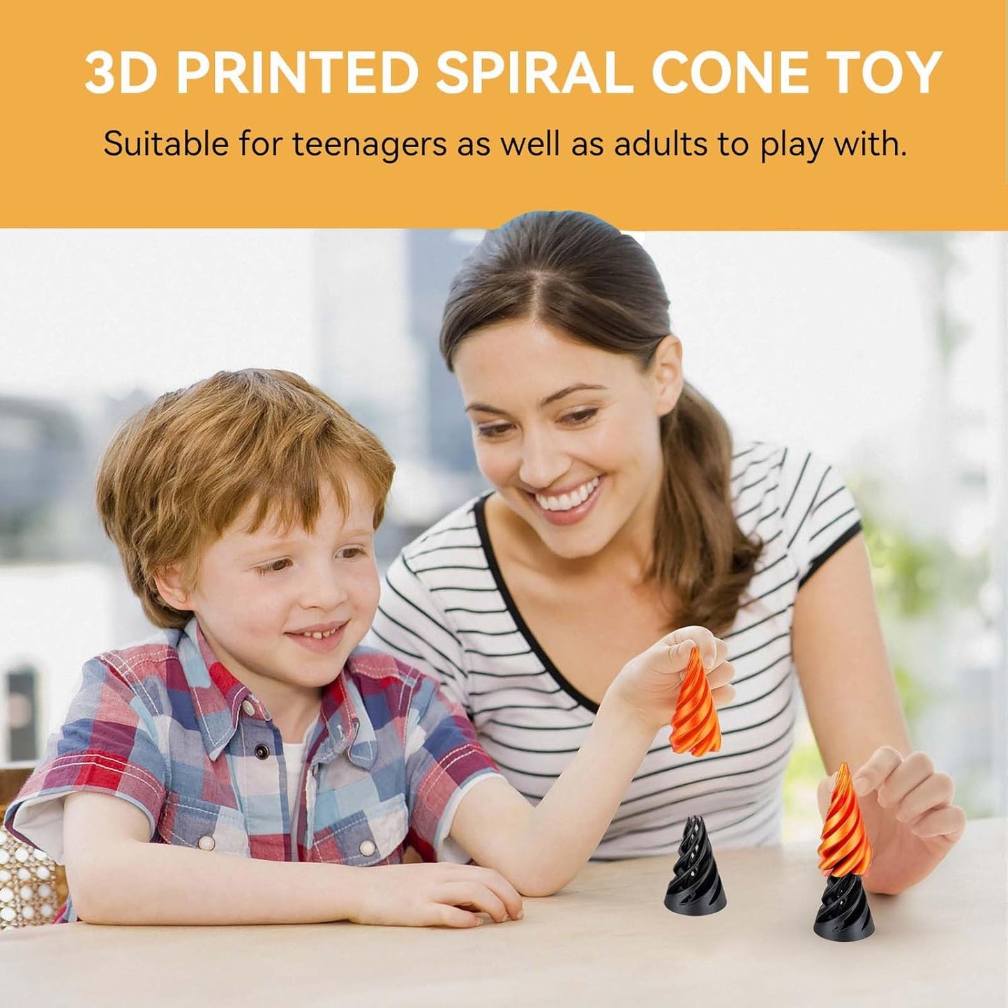 2 PCS Impossible Cone, Spiral Cone Fidget Toy 3D Printed Spiral Fidget Toys Impossible Pyramid Passthrough Sculpture, Mini Cones Pass Through Pyramid Fidget Toy (Random Color)