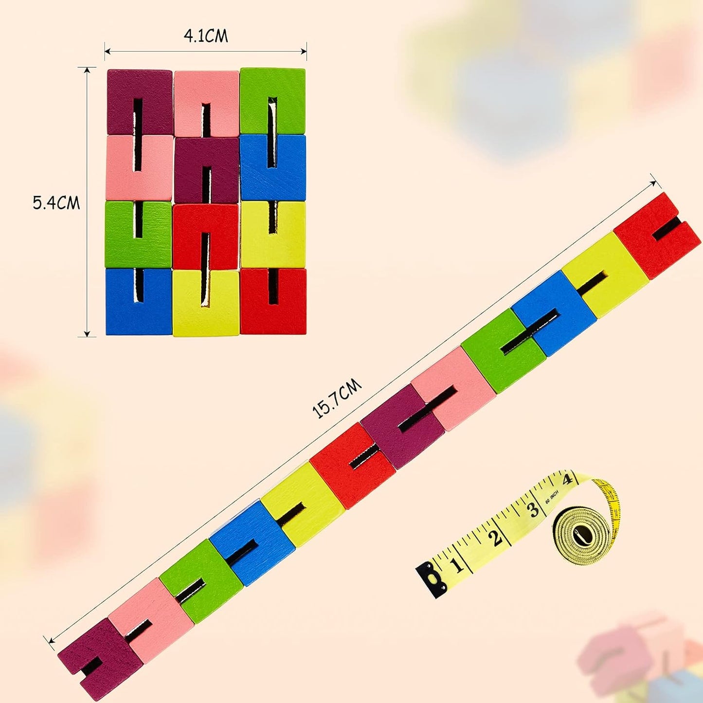 Wooden Toy Twist Block Cubes Puzzle Sensory Toys for Teens Party Favors for Boys and Girls (6 Pieces)