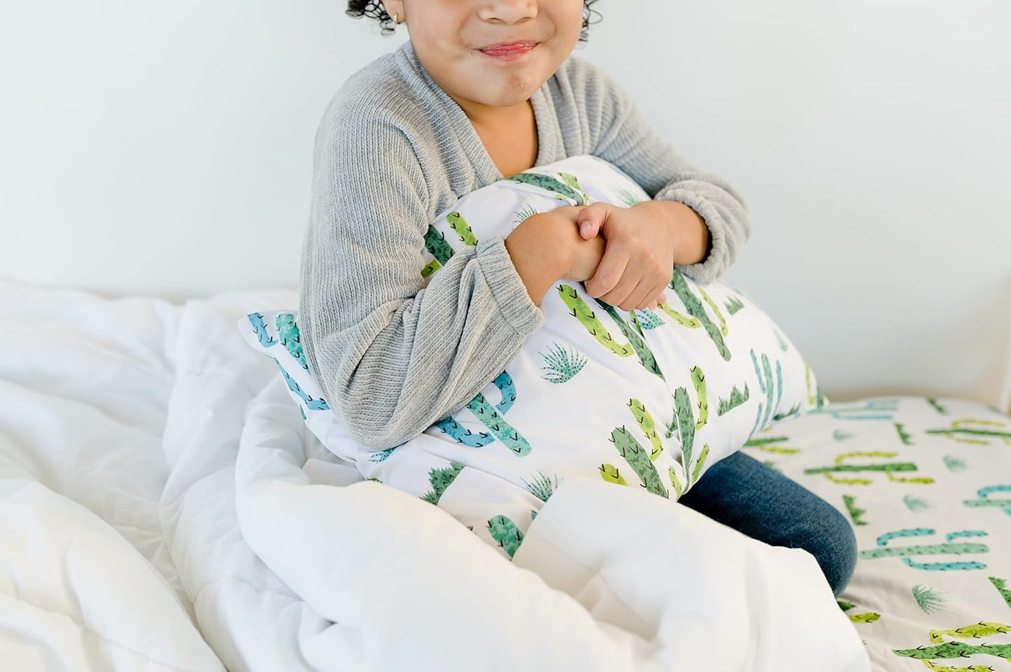 100% Cotton Toddler Pillowcase by ADDISON BELLE - Fits Both 13"x18" and 14"x19" Pillows - Soft, Durable & Breathable (Cactus)