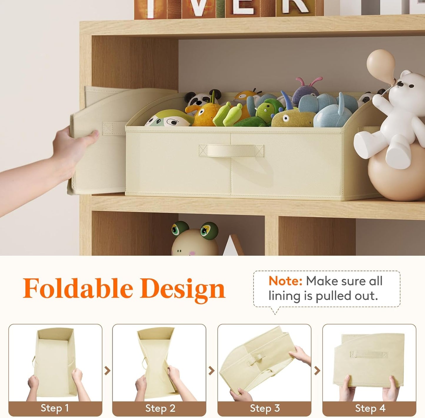 Lifewit Storage Baskets for Shelves, 6 Packs Non-woven Fabric Trapezoid Closet Organizer Bins with Handles, Foldable Clothing Containers Box for Clothes, Toy, Towel, Book, DVD, Hats, Large-Beige