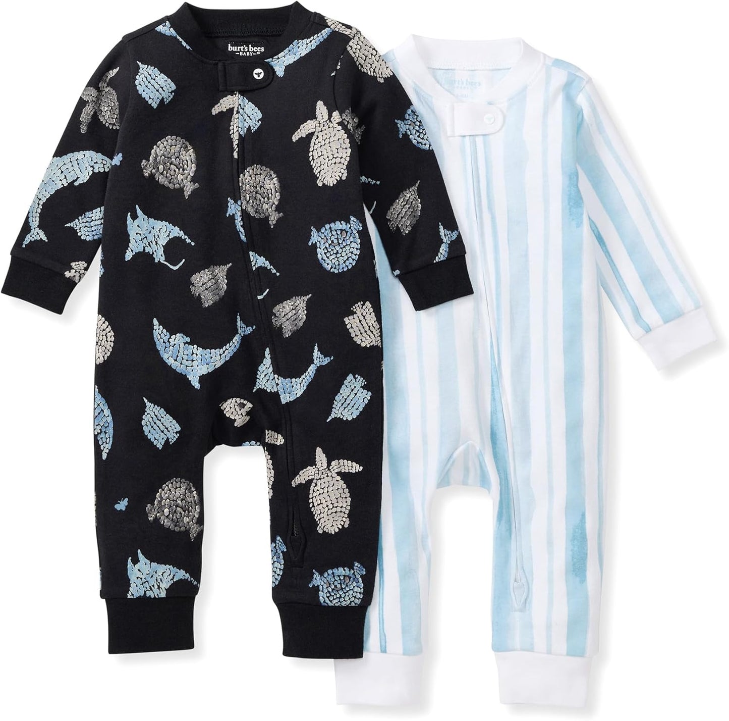 Burt's Bees Baby baby-boys Sleep and Play Pjs, 100% Organic Cotton One-piece Zip Front Footless Romper Jumpsuit Pajamas