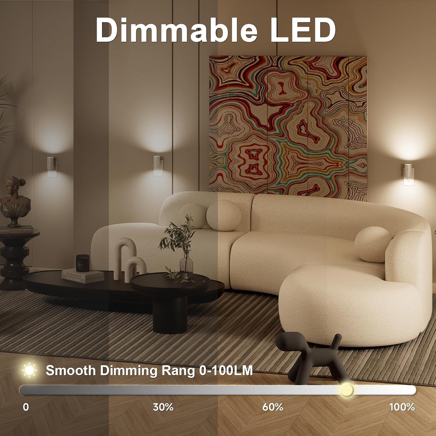 NIORSUN Night Lights Plug Into Wall,Plug in Night Light with 3 Light Modes,Ultra-Slim Design,Dusk to Dawn Sensor,0-100LM Dimmable Night Light for Hallway Bathroom Stairway Bedroom,White,2 Pack