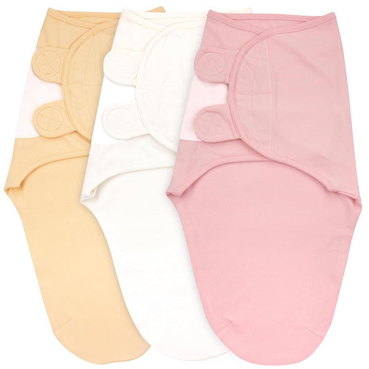 Bublo Baby Swaddle & Sleep Sack - 3 Pack for Newborns 0-3 Months - Infant Adjustable Swaddle Blanket Wrap - Pastel Banana-Pink