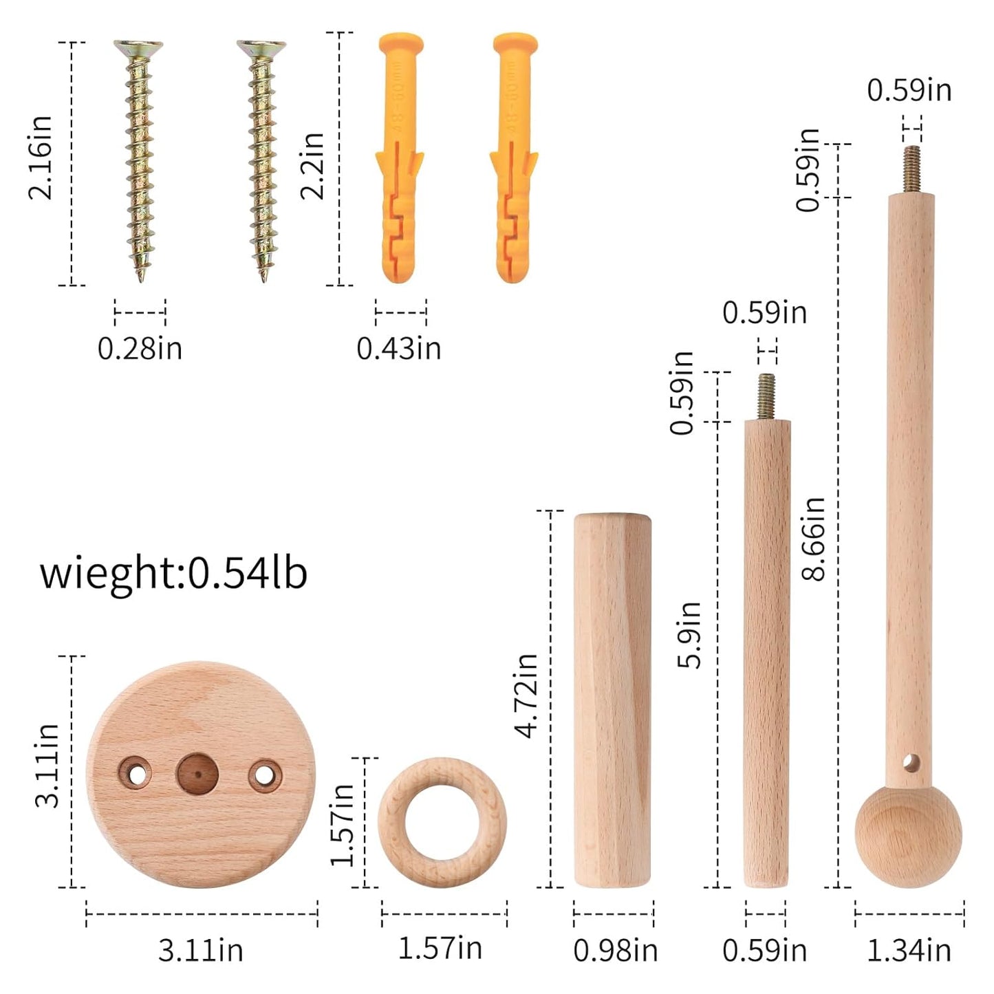 Wooden Crib Mobile Arm | Baby Mobile Hanger | Wooden Mount Wall Holder | Nursery Decor for Sturdy Mobile for Newborn Boys and Girls