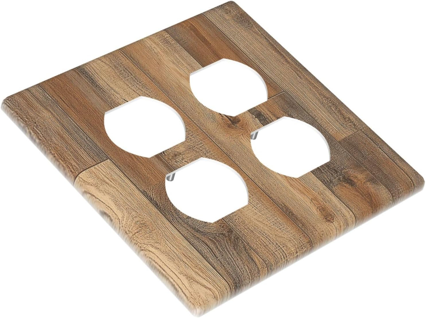 Outlet Covers Retro Rustic Brown Wood Grain 2 Gang Double Duplex Decorative Light Switch Covers Electrical Wallplates Socket Faceplate For Farmhouse Cabin Decor