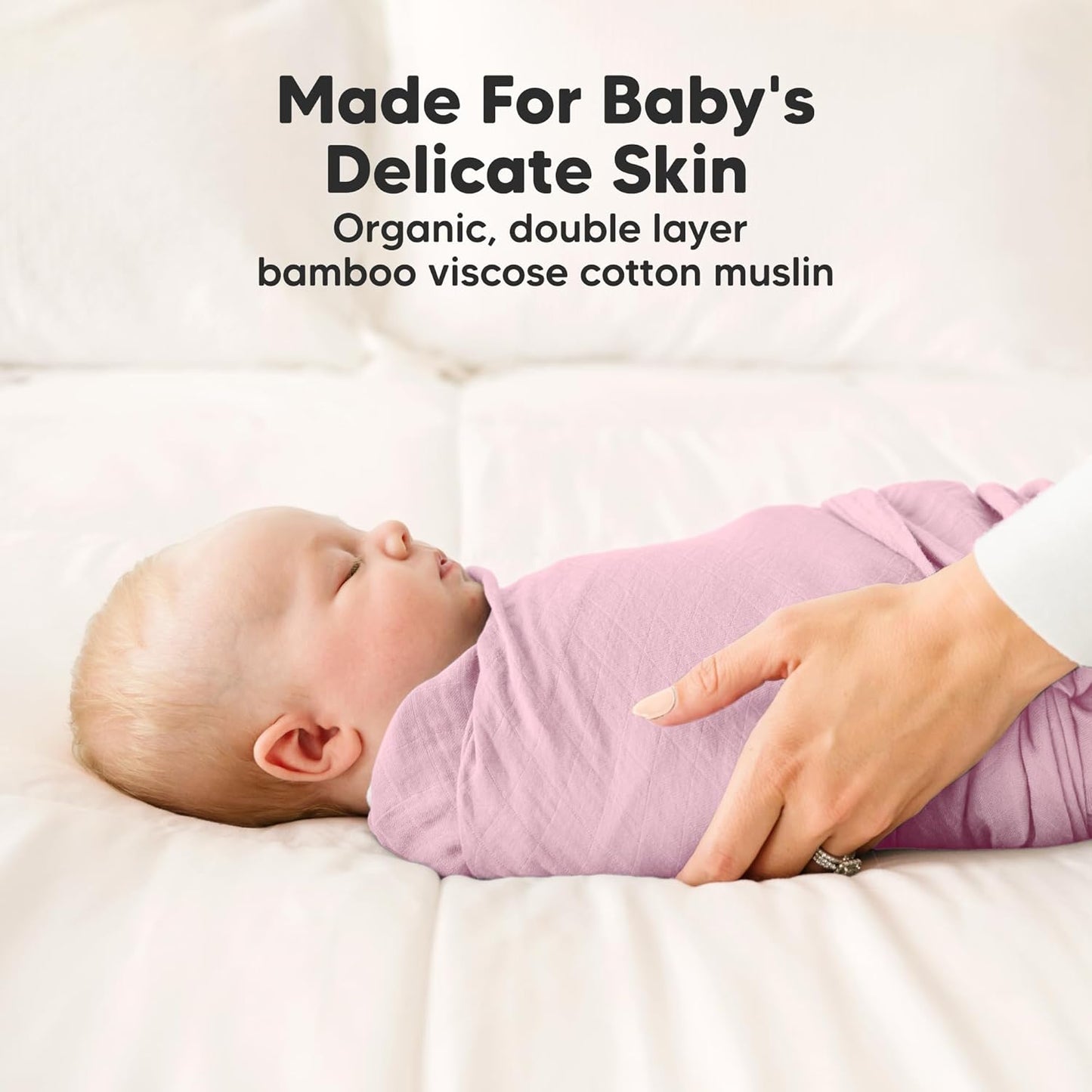 4-Pack Muslin Swaddle Blankets for Boys, Girls - Organic Baby Swaddles for Newborns, Soft & Breathable Receiving Baby Blankets for Girl, Boy, Neutral, Newborn Essentials Gift (Lavender)