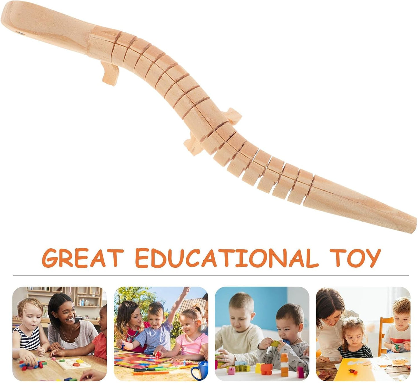 TOYANDONA 25 Pcs Wooden Wiggly Toy Wiggly Animals Toy Wood Lizard Toy Wooden DIY Lizard Toy Wood Wiggle Lizard Wood Crafts Toys Lizard Dol Kid Toys Realistic Wood Lizard Baby Blank Child