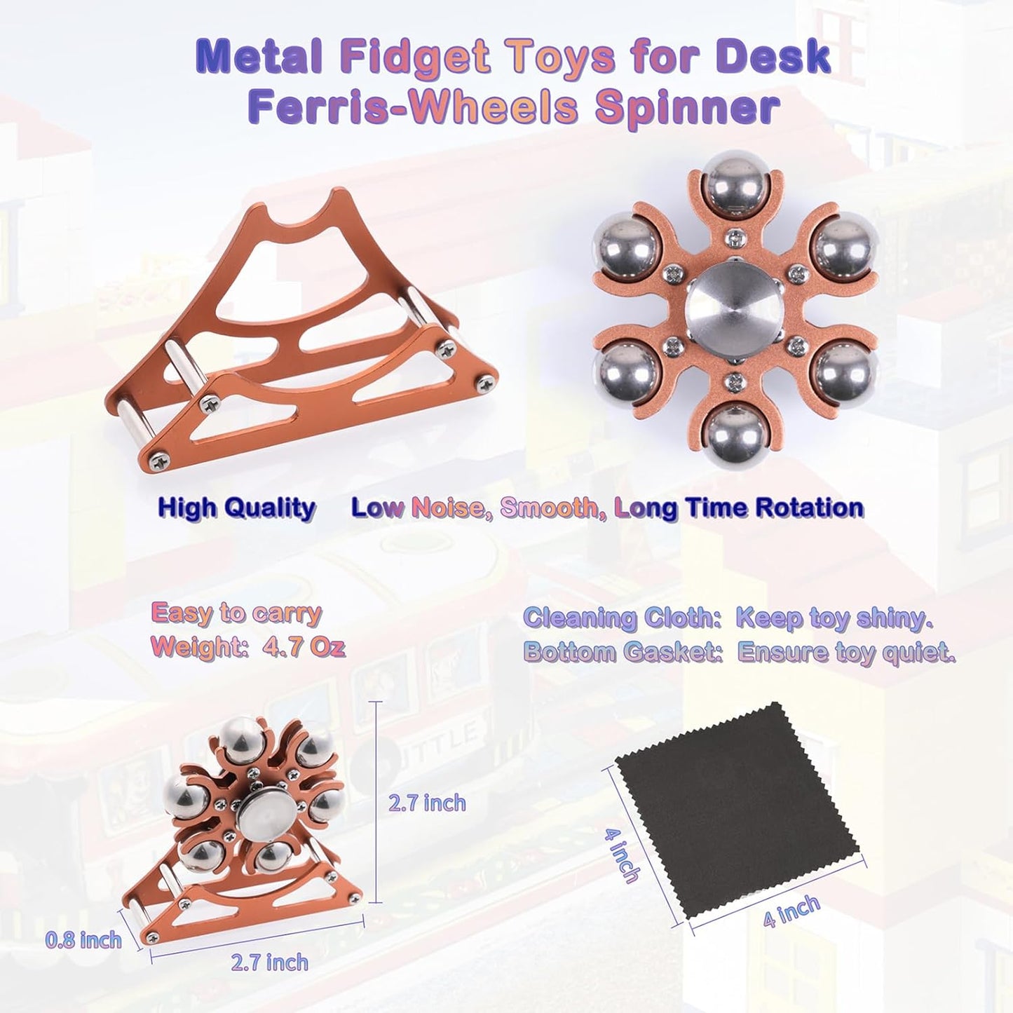 Desk-Fidget-Toys Ferris-Wheels-Spinner: Metal Kinetic-Fidget-Spinner 4mins, EDC-Toy Cool-Gadgets for School Office Christmas, ADHD Tools Gift Cool-Stuff Stress Relief Gift for Kid Children Teen Adult