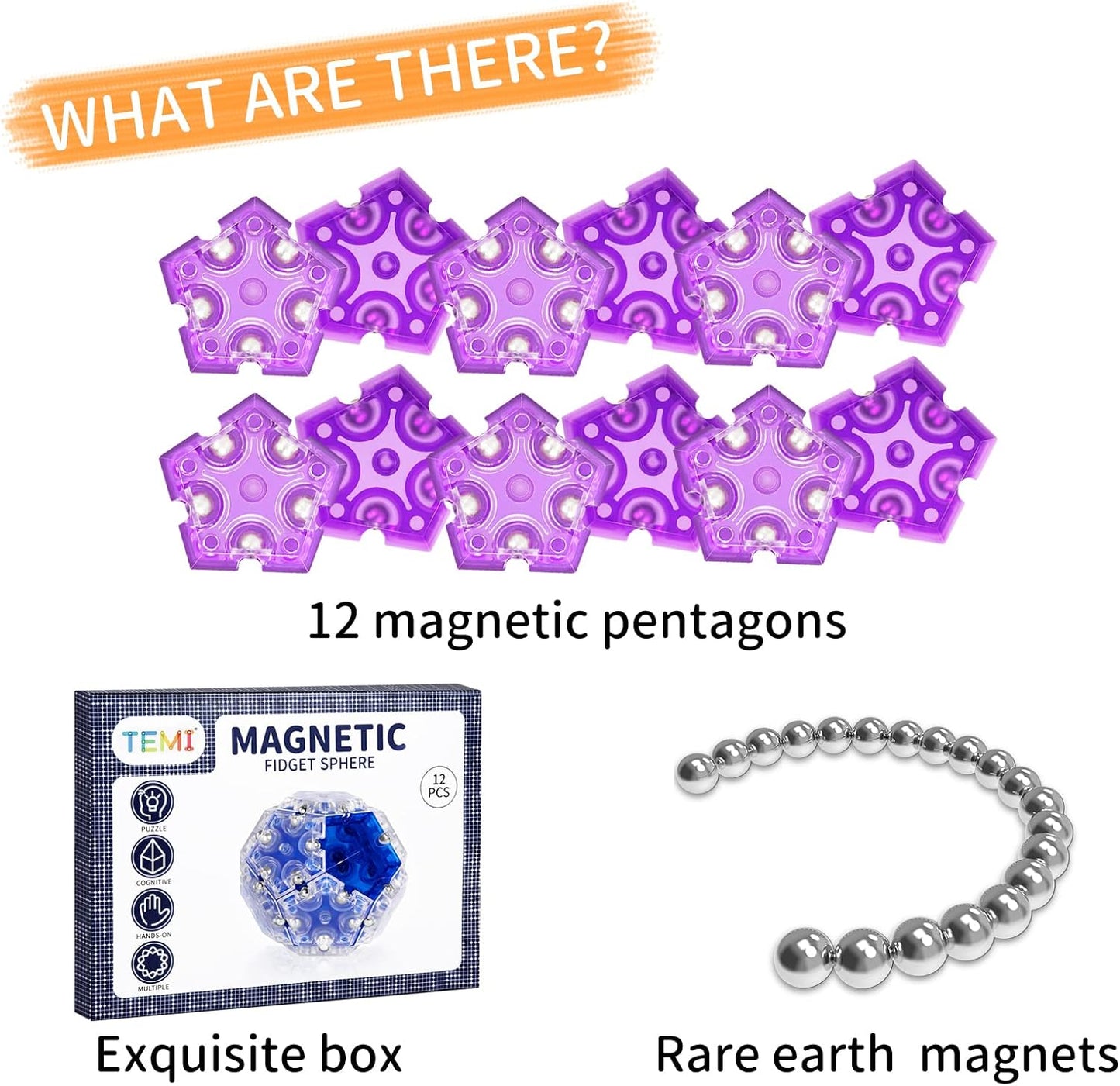 TEMI Fidget Sphere Toys of Fun Executive Desk Toy Puzzles for Adults 14+ Years Old Boys and Girls (purple pentagon-A901-3)