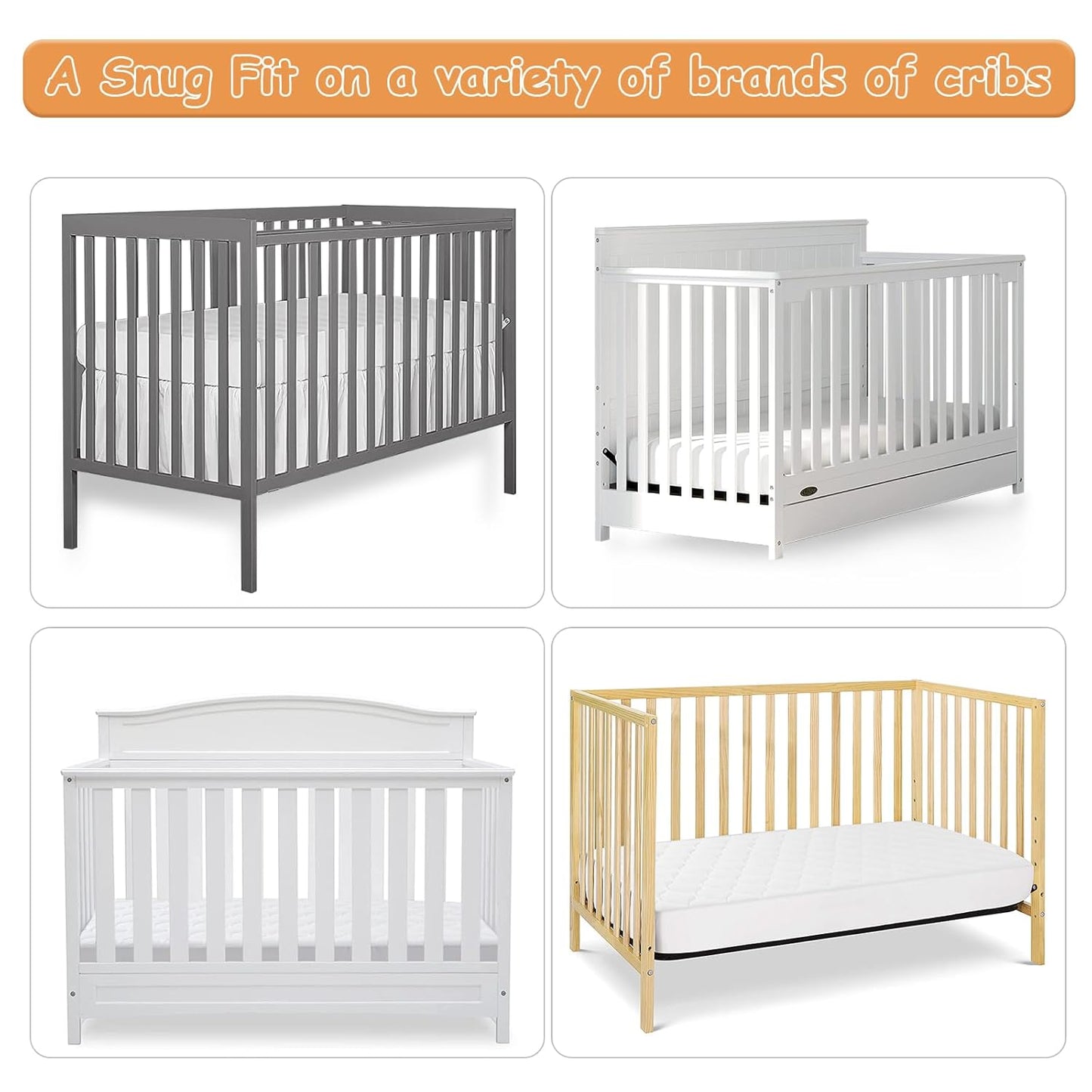 Yoofoss Waterproof Crib Mattress Protector, Quilted Infant Mattress Pad Cover Soft and Breathable, Machine Washable Toddler Mattress Protector for Standard Baby Crib Size 52''x28''