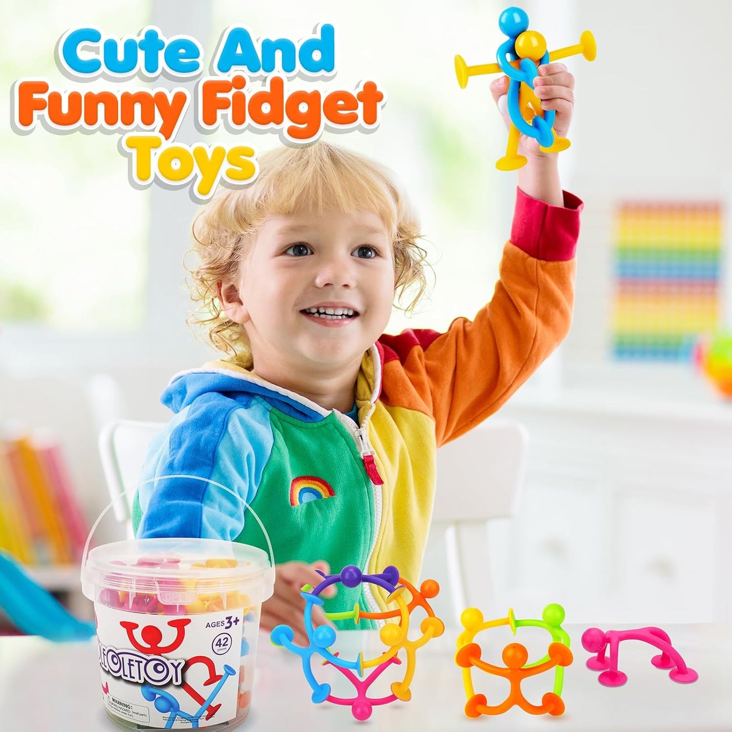 Suction Fidget Toys for Kids, 42Pcs Sensory Fidget Toys for Boys Girls, Office Stress Relief Toys for Adults, Cars Travel Toys for Toddlers, Windows Toys Party Favors Kids Classroom Prize Bulk