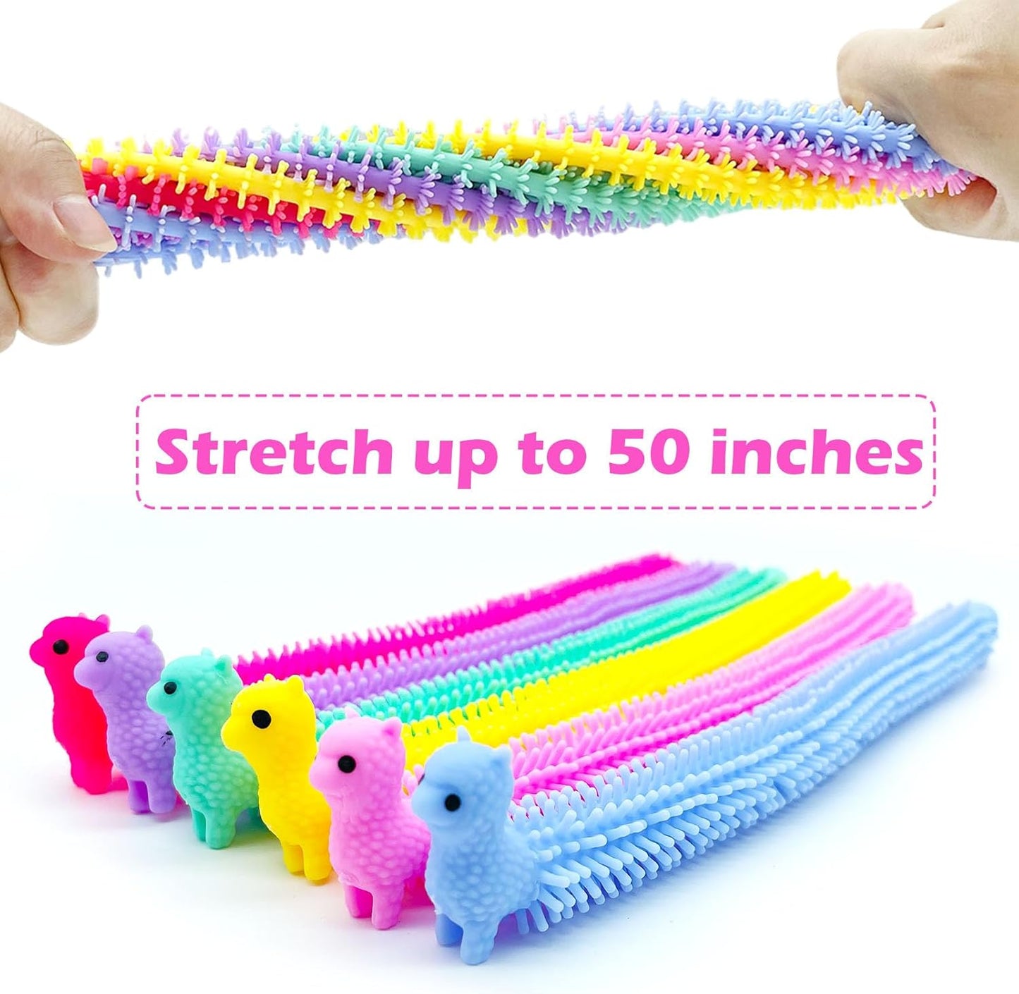 30pcs Alpaca Stretchy Fidget Toy,Stretchy String Fidgets Sensory Toys,Stretchy Strings Worm Toy for Children,Kids or Adults Relief Anxiety Relaxing Stress Party Favors Valentine Day Gifts