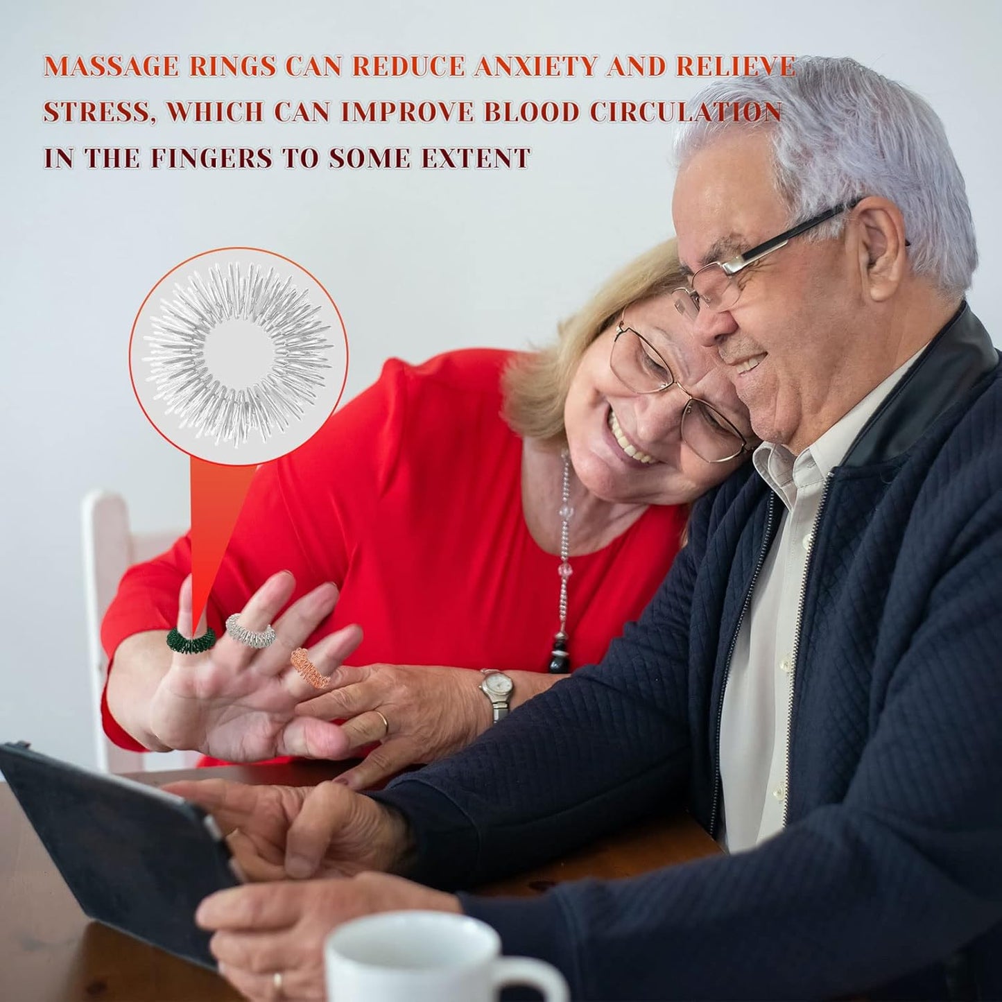 12 Pieces Fidget Rings Spring Acupressure Rings Sensory Rings Trichotillomania Fidget Toys Stress Relief Toys Set for Adults, Silent Stress Reducer (Red, Orange, Blue, Green, Silver, Gold)