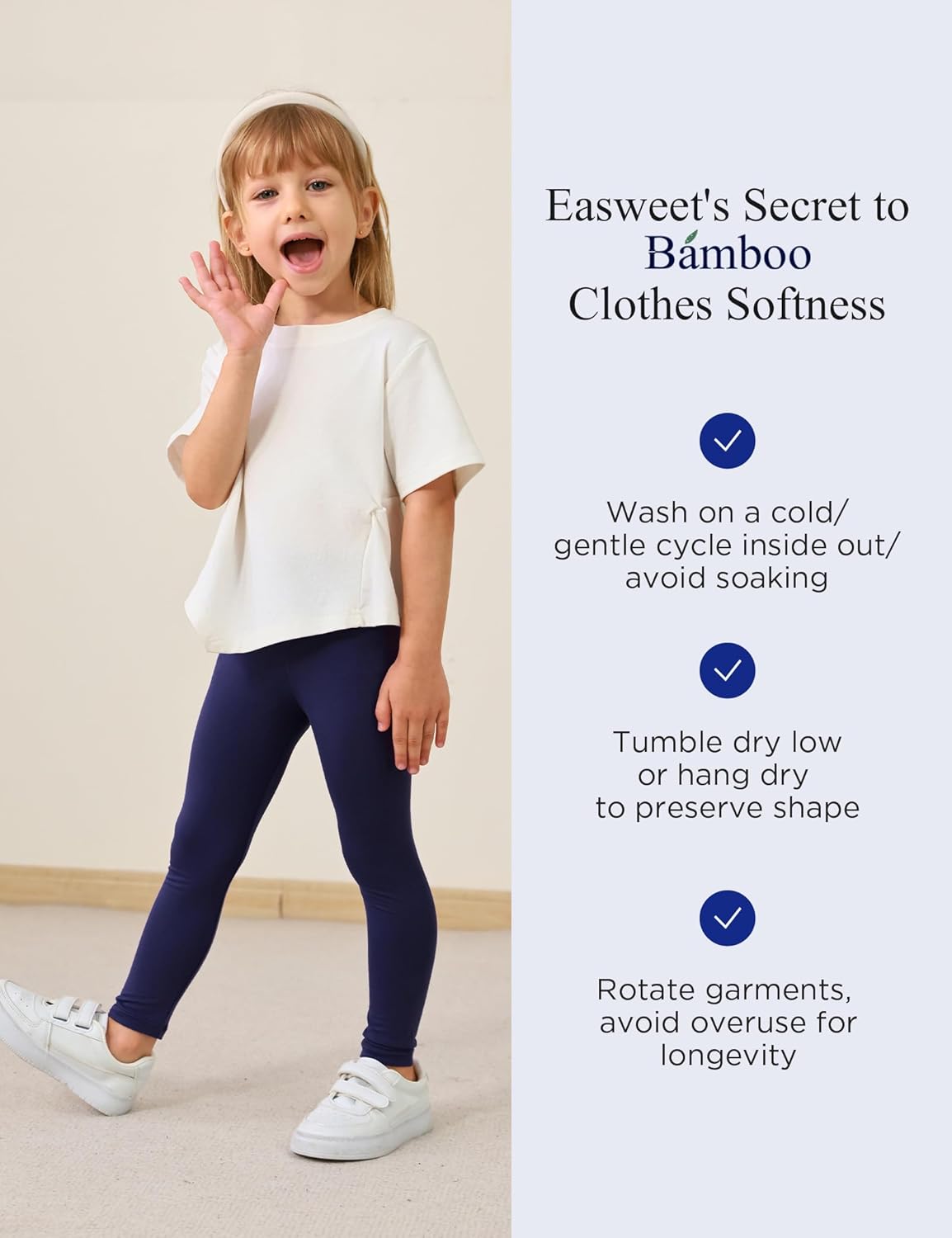 Toddler Girls Leggings 2-Pack Bamboo Viscose Little Girls Casual Stretch Pants