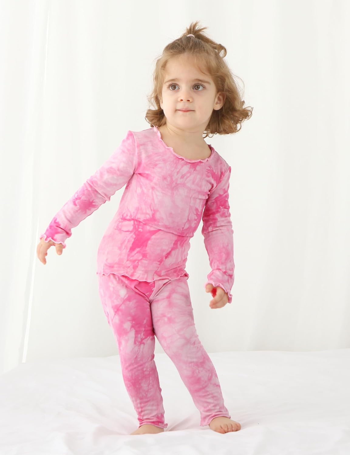 Jimonda Kids Soft Rayon From Bamboo Sleepwear Long Sleeve Boys Girls Pajama Outdoor 2-Piece tops&pant Casual sets Tie Dye PJ