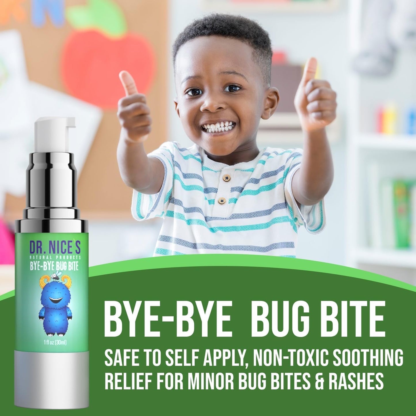 Dr. Nice’s Bye-Bye Bug Bite - Soothing Bug and Mosquito Bite Itch | All Natural | Kid Friendly Self Application | Hydrogel for Bites, Irritation, Skin Discomfort | Soothe Refresh Calm Cool (30 ML)