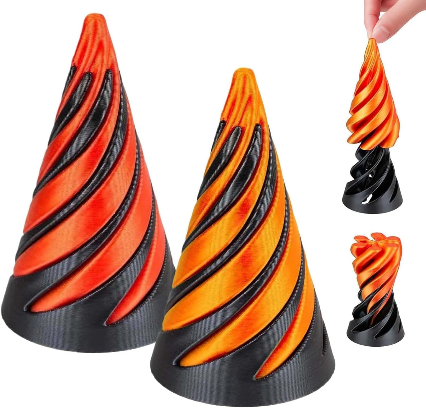 Impossible Cone, Spiral Cone Fidget Toy 3D Printed Spiral Fidget Toys Impossible Pyramid Passthrough Sculpture, Mini Cones Pass Through Pyramid Fidget Toy for Stress and Anxiety Relaxing